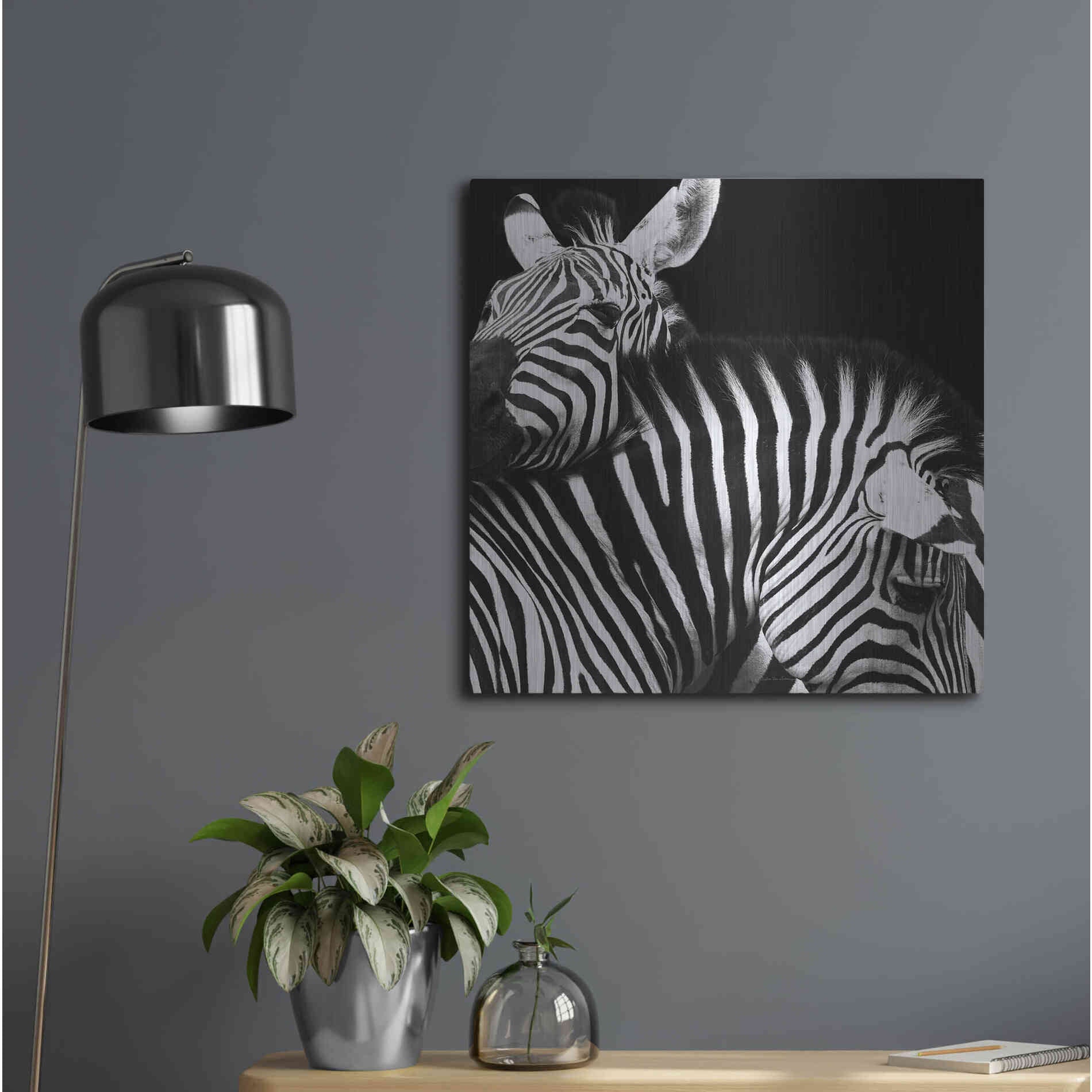 Luxe Metal Art 'Zebra VI' by Debra Van Swearingen, Metal Wall Art,24x24