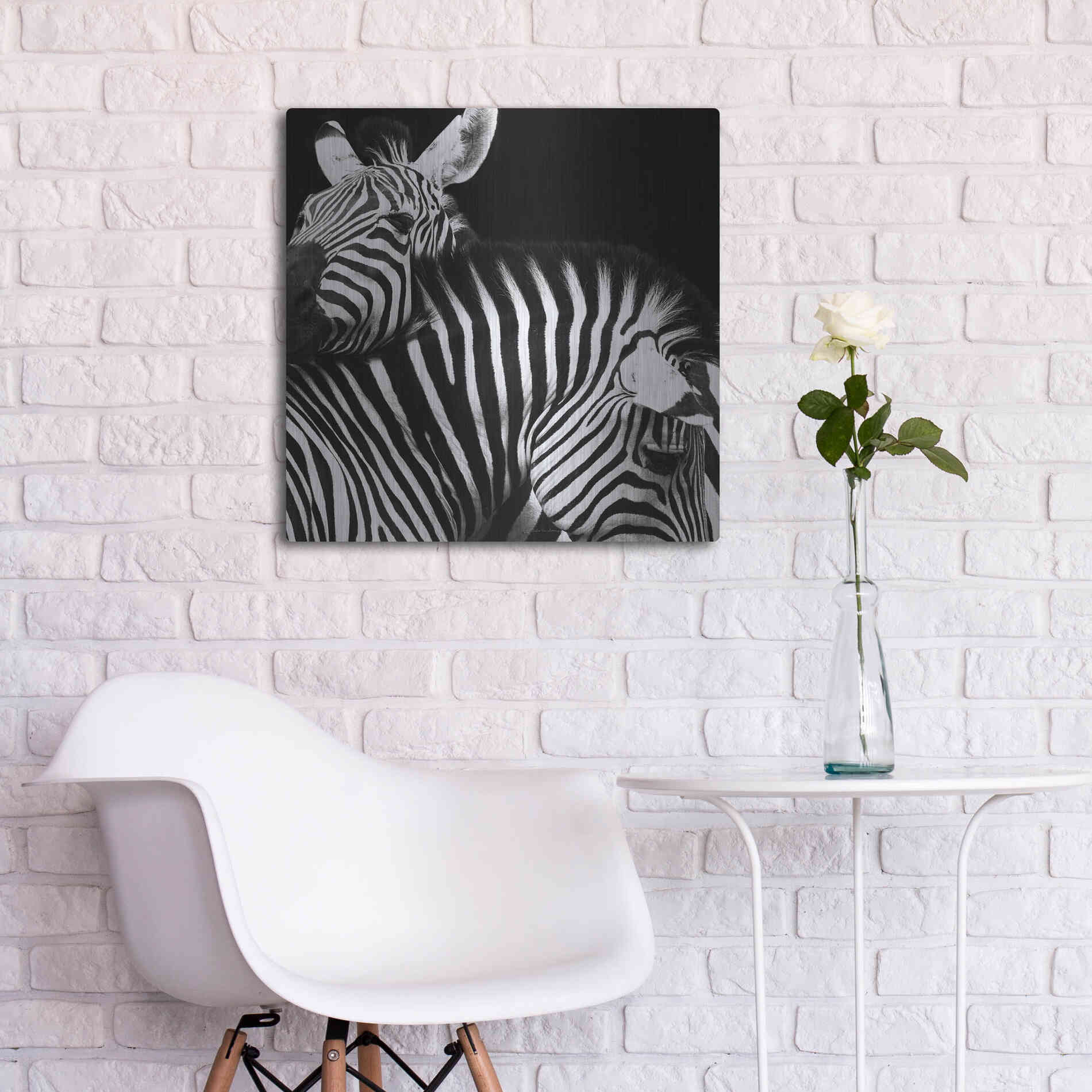 Luxe Metal Art 'Zebra VI' by Debra Van Swearingen, Metal Wall Art,24x24