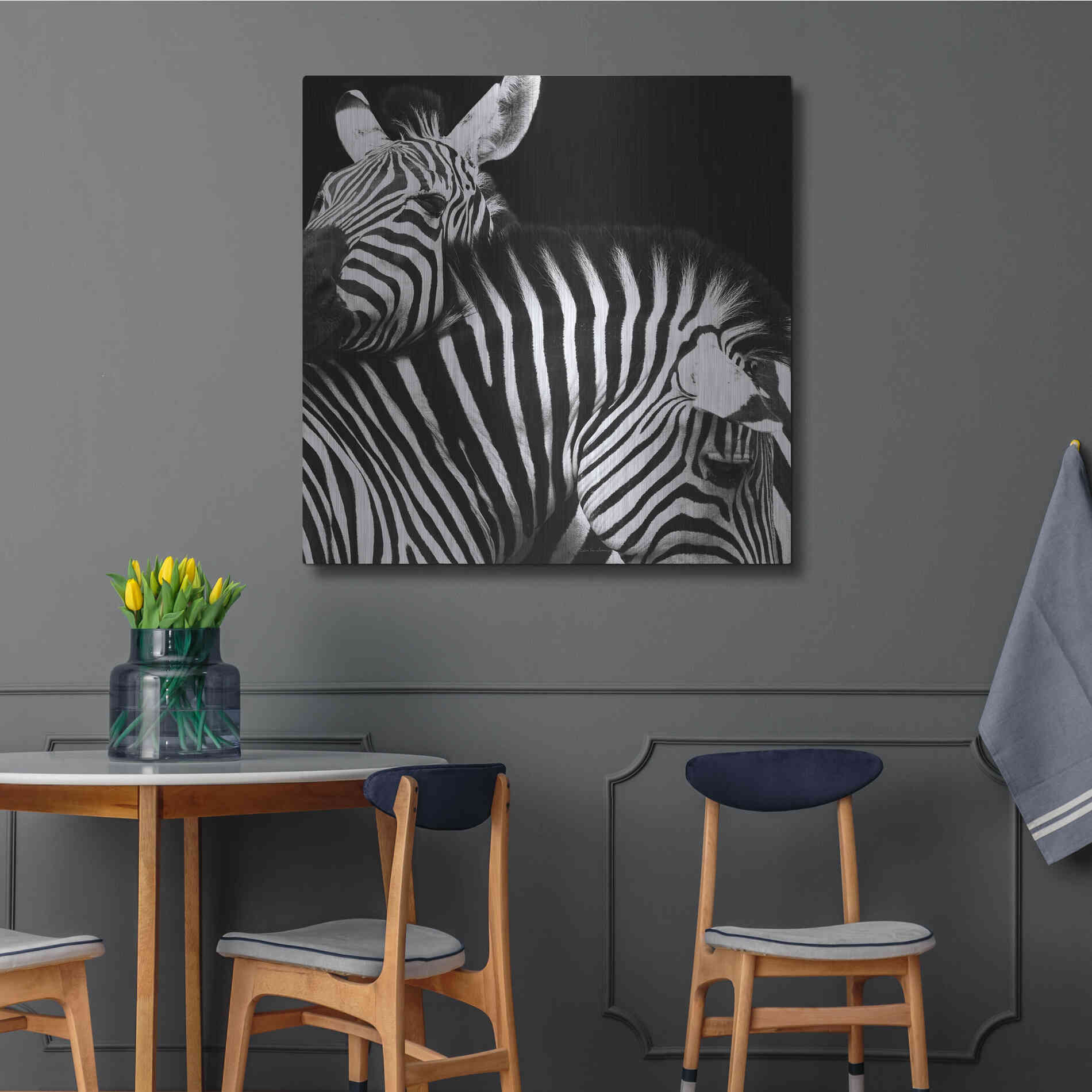 Luxe Metal Art 'Zebra VI' by Debra Van Swearingen, Metal Wall Art,36x36