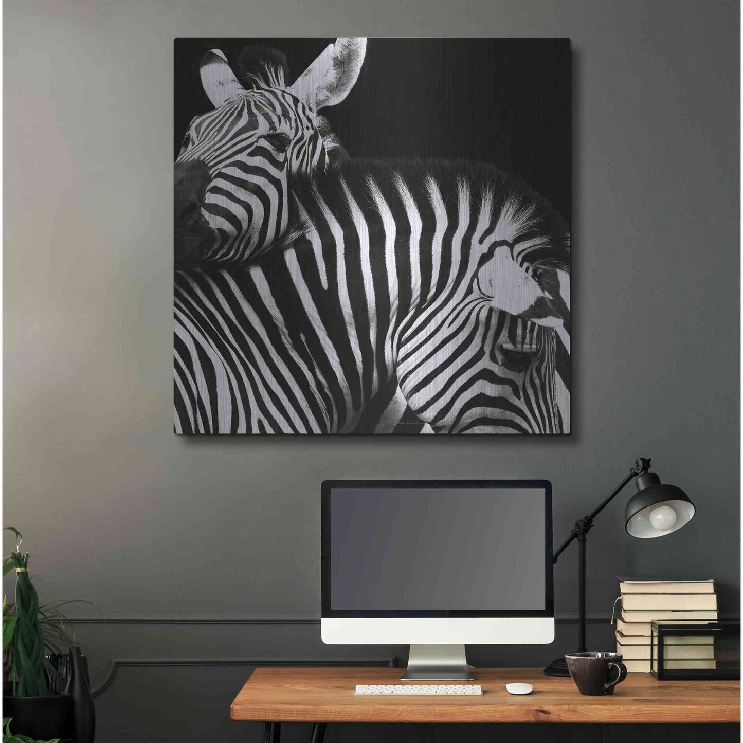 Luxe Metal Art 'Zebra VI' by Debra Van Swearingen, Metal Wall Art,36x36