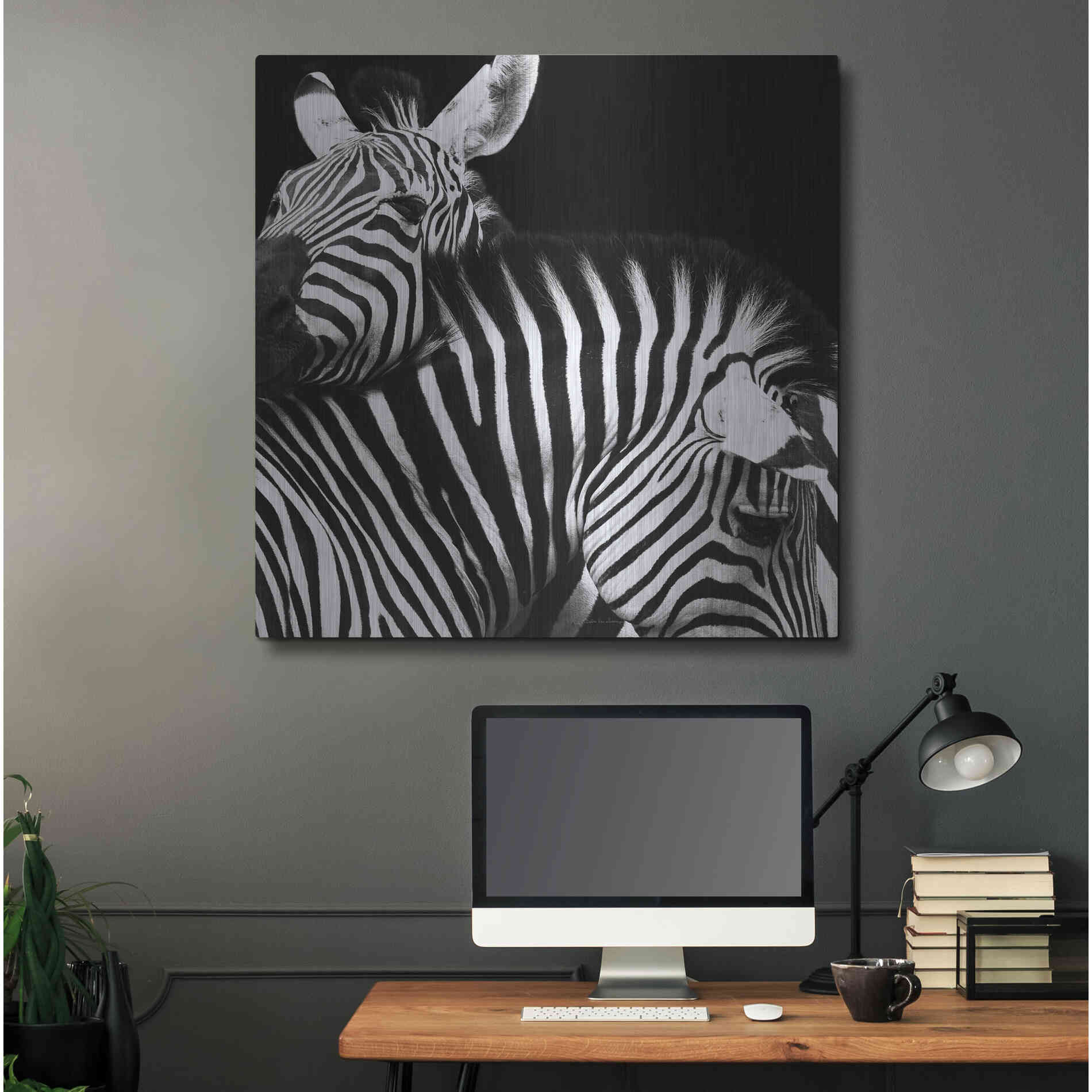 Luxe Metal Art 'Zebra VI' by Debra Van Swearingen, Metal Wall Art,36x36