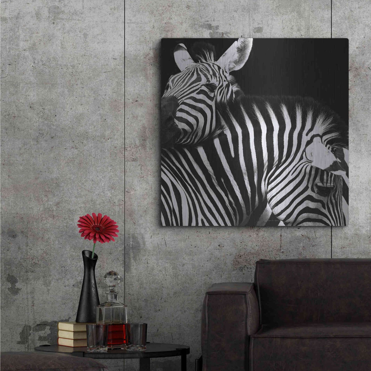 Luxe Metal Art 'Zebra VI' by Debra Van Swearingen, Metal Wall Art,36x36