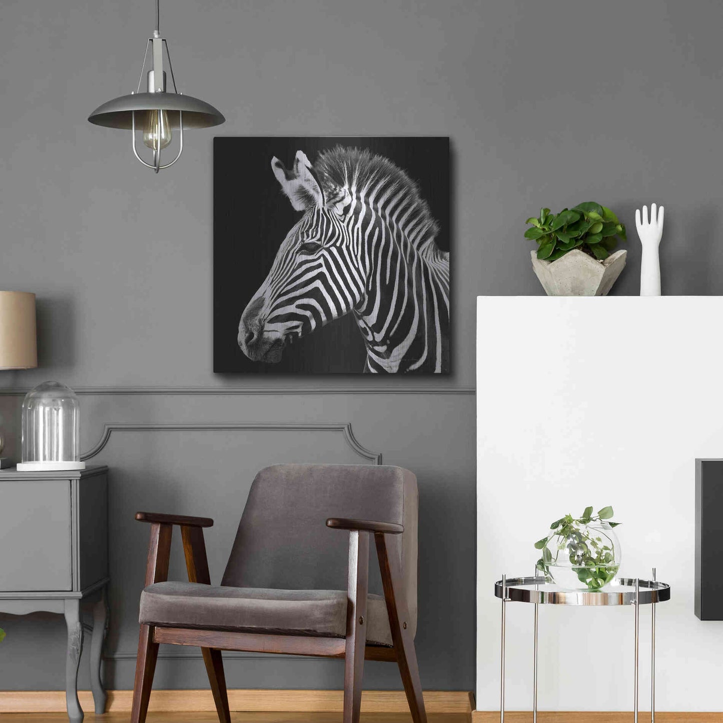 Luxe Metal Art 'Zebra VII' by Debra Van Swearingen, Metal Wall Art,24x24