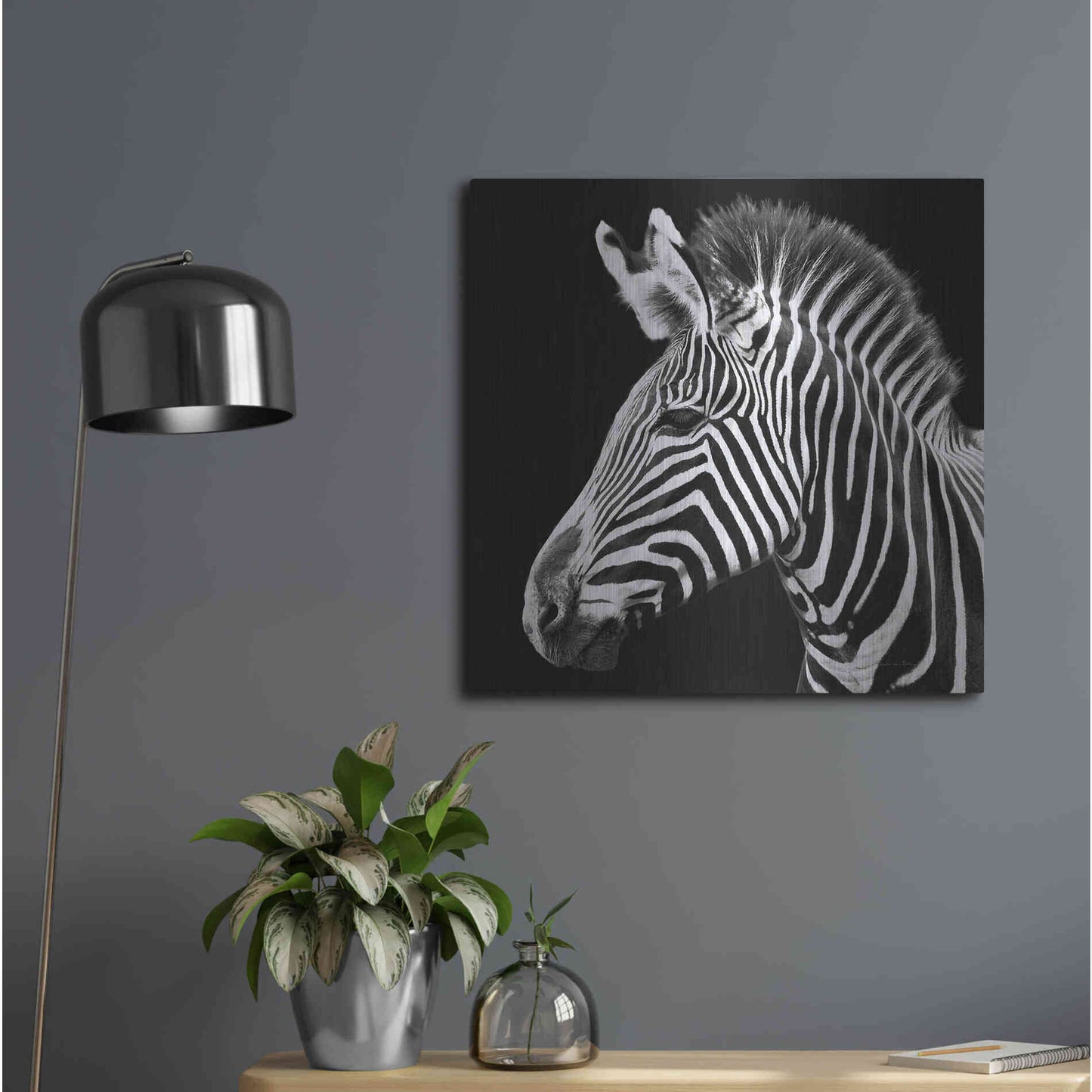 Luxe Metal Art 'Zebra VII' by Debra Van Swearingen, Metal Wall Art,24x24