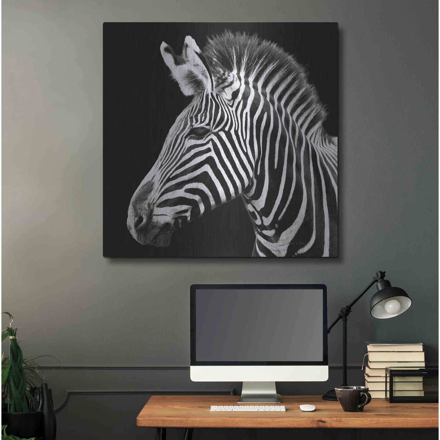 Luxe Metal Art 'Zebra VII' by Debra Van Swearingen, Metal Wall Art,36x36