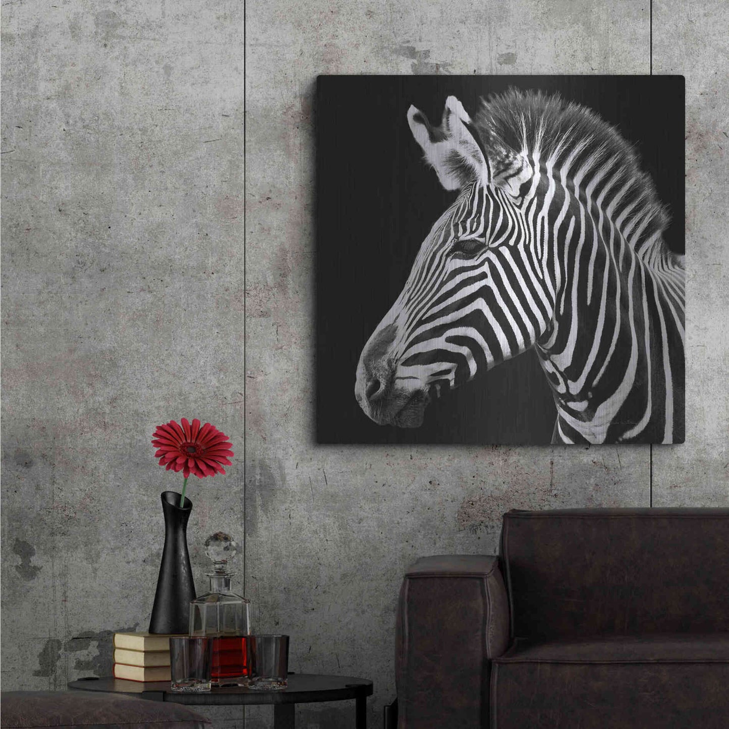 Luxe Metal Art 'Zebra VII' by Debra Van Swearingen, Metal Wall Art,36x36