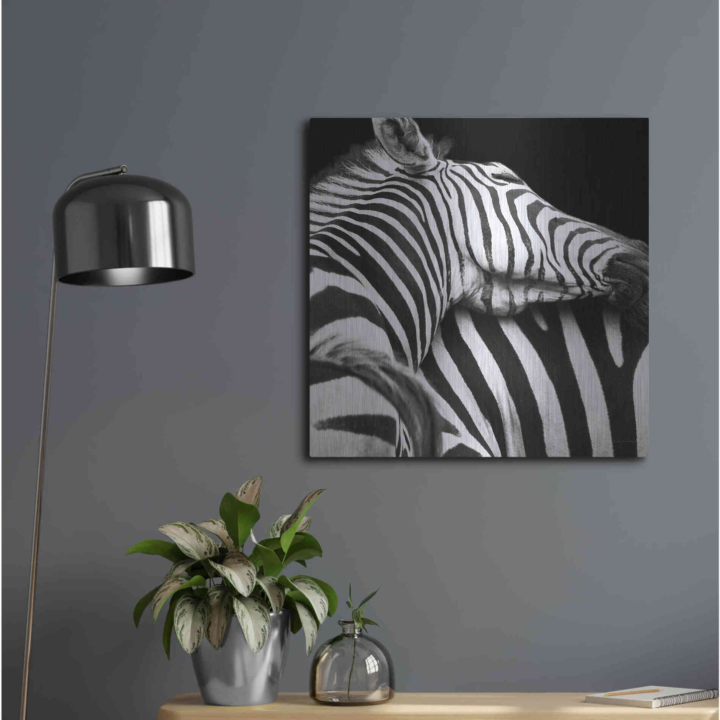 Luxe Metal Art 'Zebra VIII' by Debra Van Swearingen, Metal Wall Art,24x24