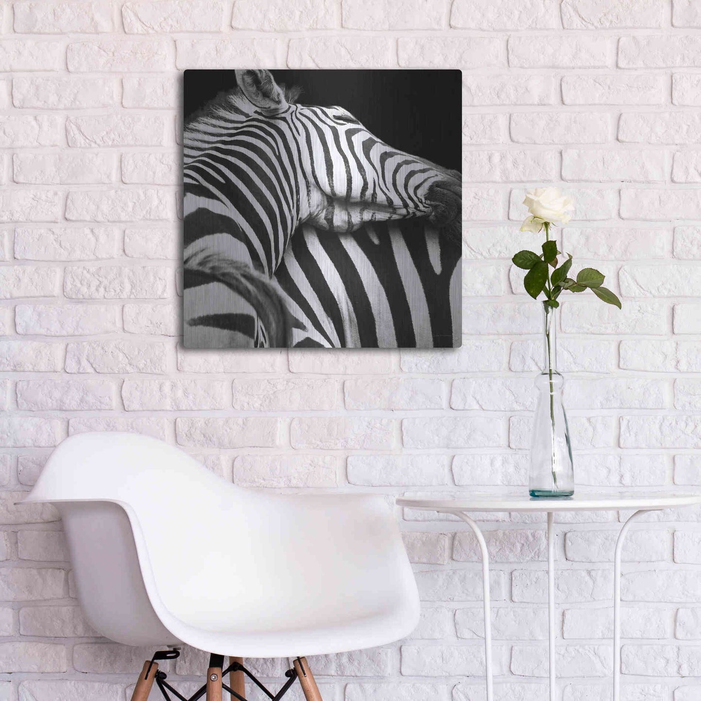 Luxe Metal Art 'Zebra VIII' by Debra Van Swearingen, Metal Wall Art,24x24
