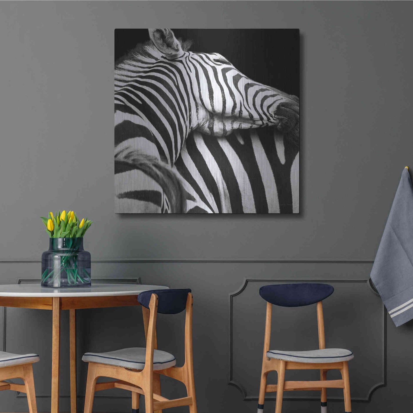 Luxe Metal Art 'Zebra VIII' by Debra Van Swearingen, Metal Wall Art,36x36