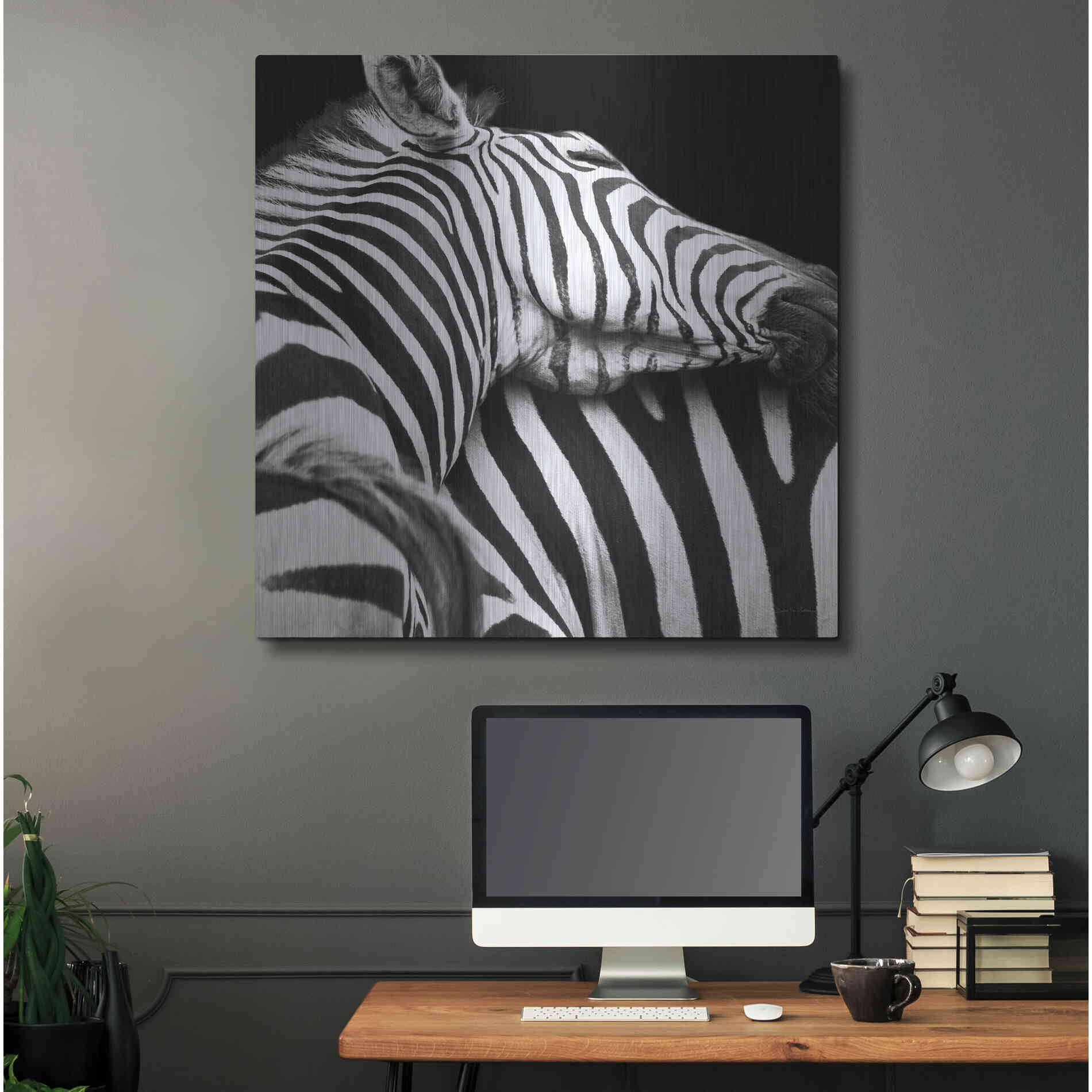 Luxe Metal Art 'Zebra VIII' by Debra Van Swearingen, Metal Wall Art,36x36