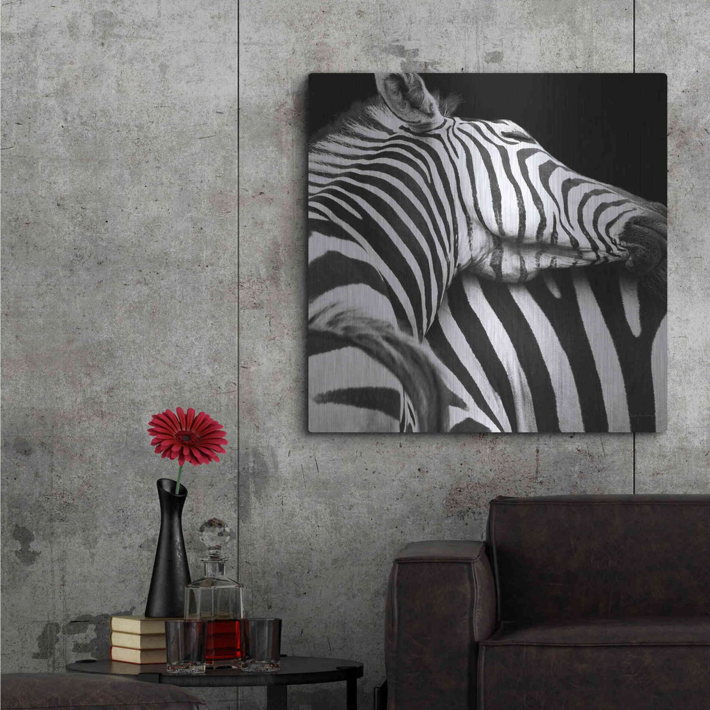 Luxe Metal Art 'Zebra VIII' by Debra Van Swearingen, Metal Wall Art,36x36
