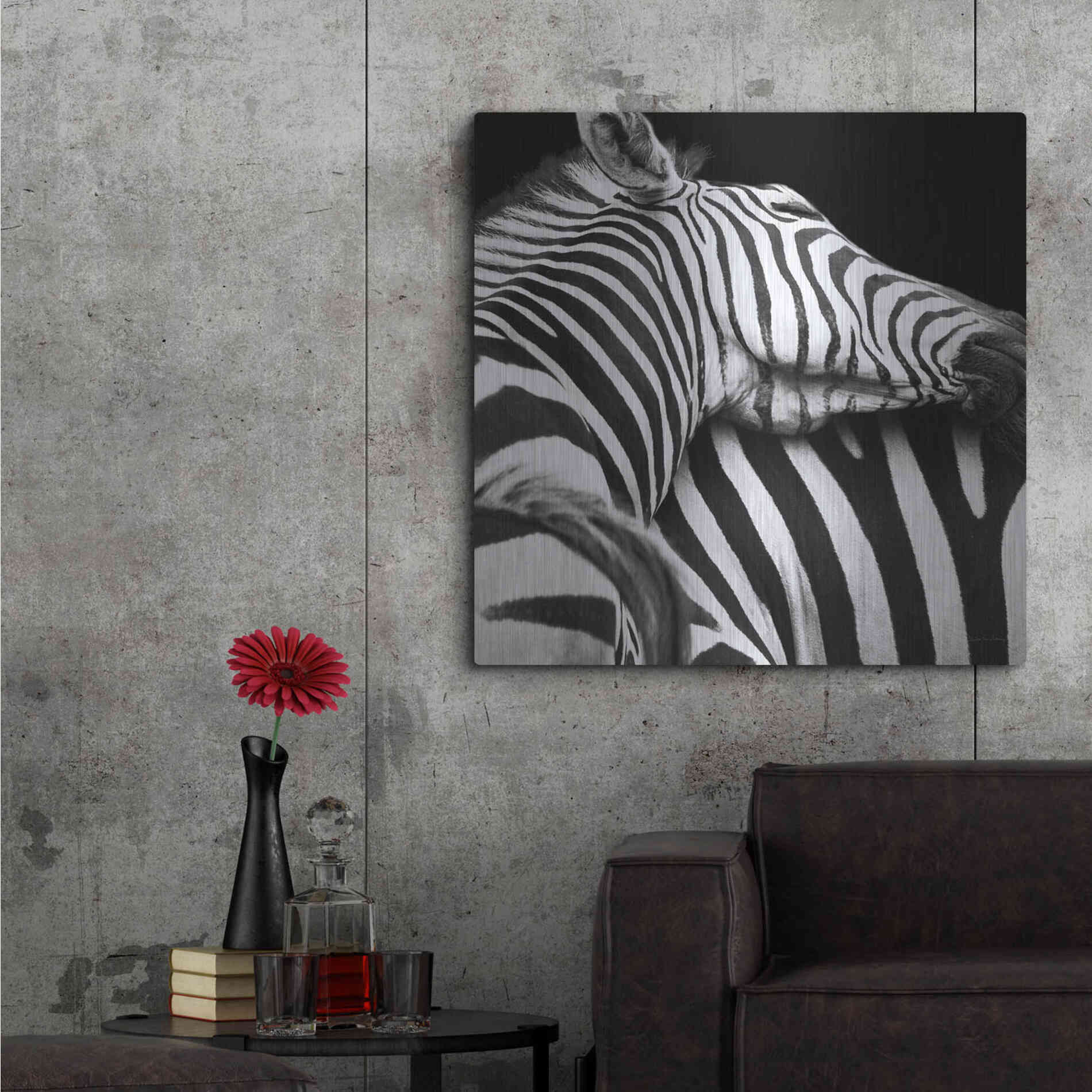 Luxe Metal Art 'Zebra VIII' by Debra Van Swearingen, Metal Wall Art,36x36
