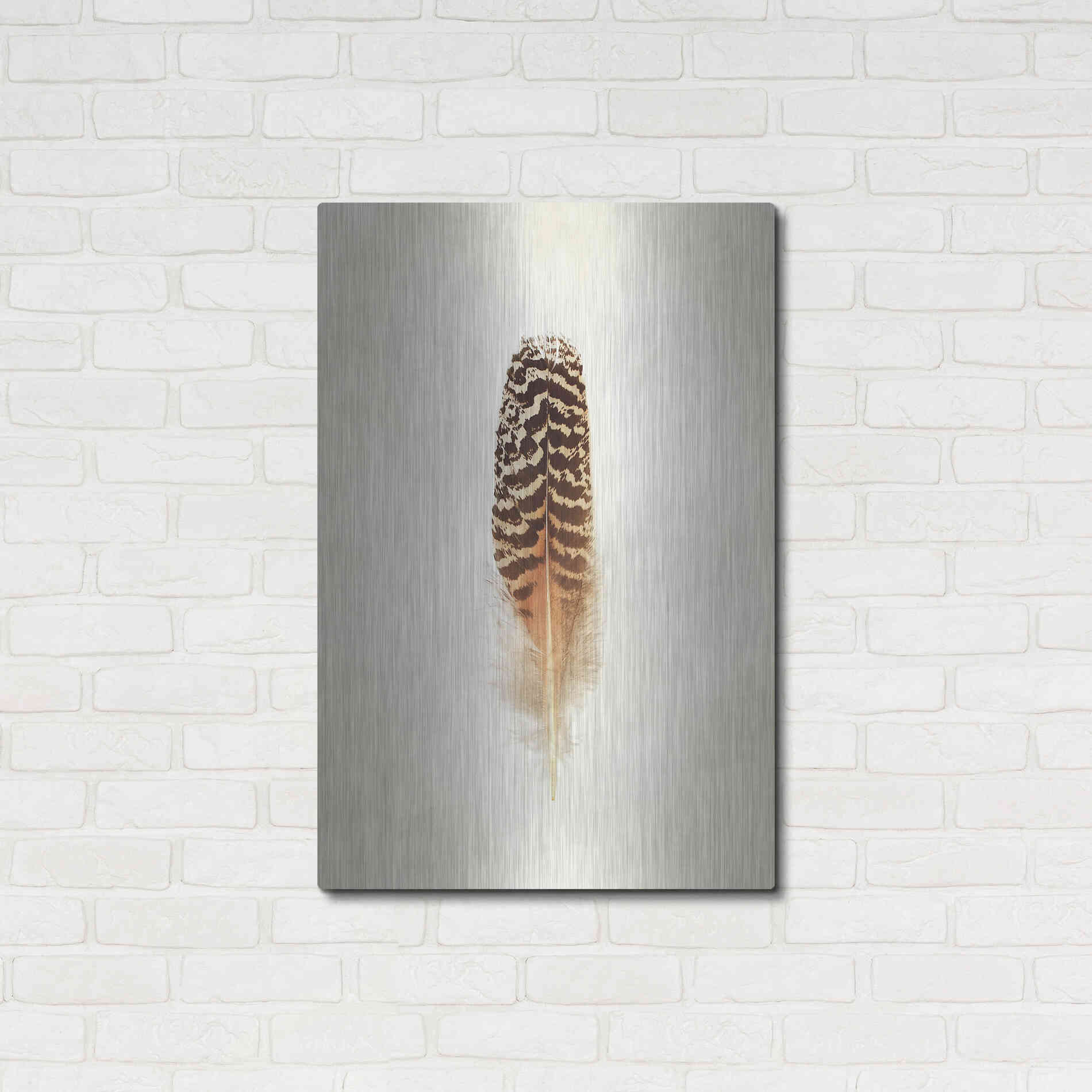 Luxe Metal Art 'Feather I' by Debra Van Swearingen, Metal Wall Art,24x36