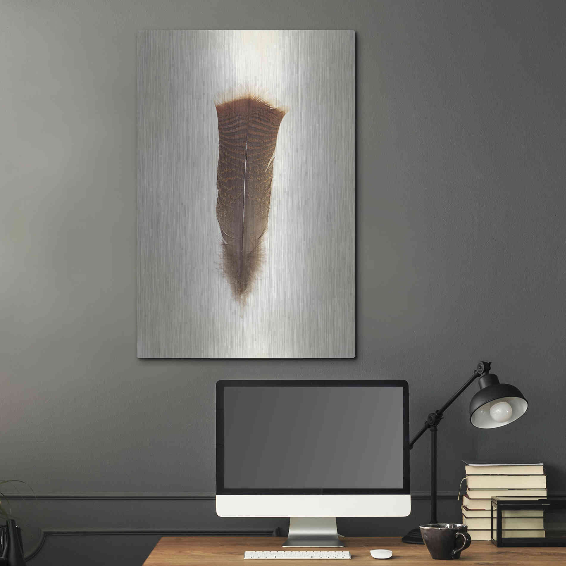 Luxe Metal Art 'Feather III' by Debra Van Swearingen, Metal Wall Art,24x36