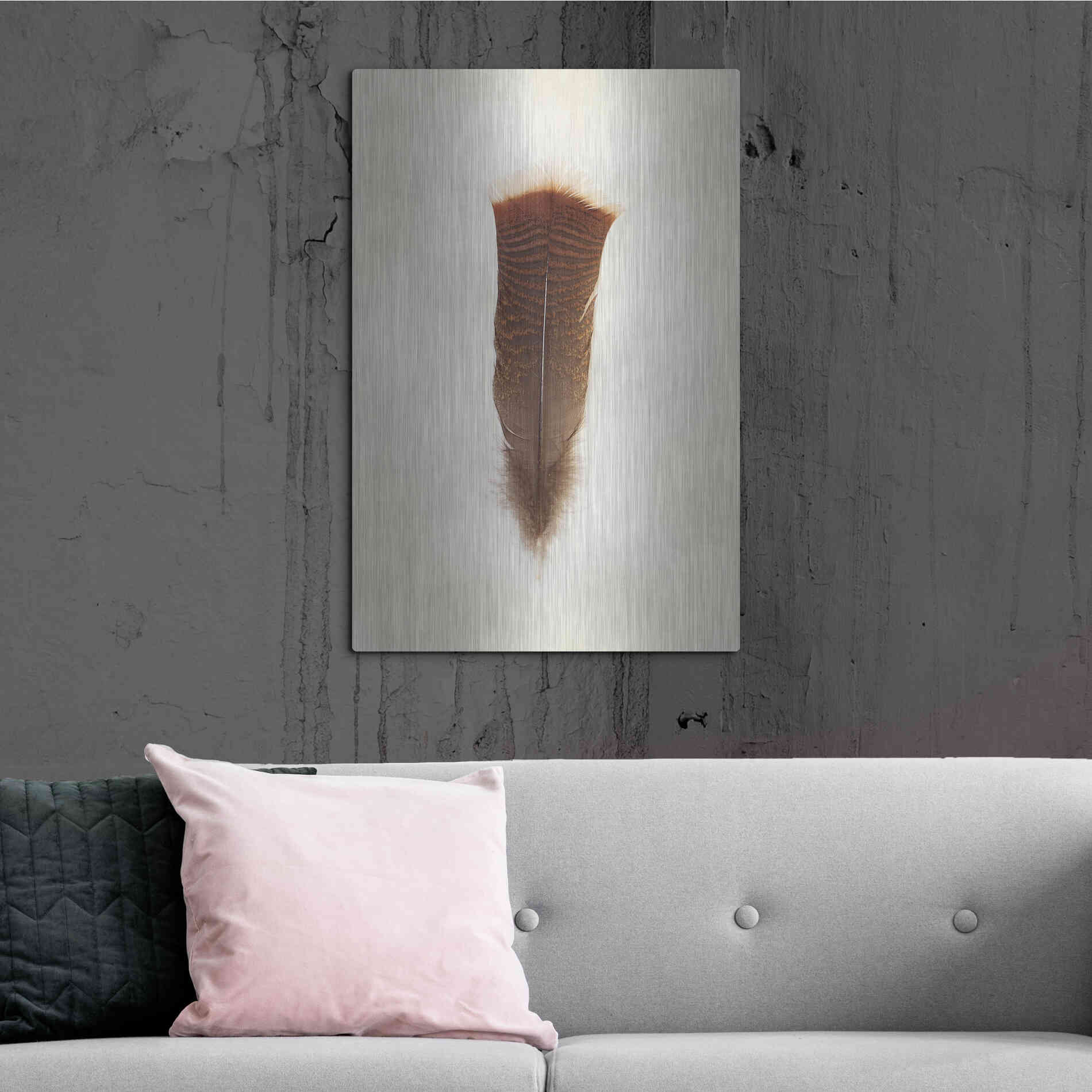 Luxe Metal Art 'Feather III' by Debra Van Swearingen, Metal Wall Art,24x36