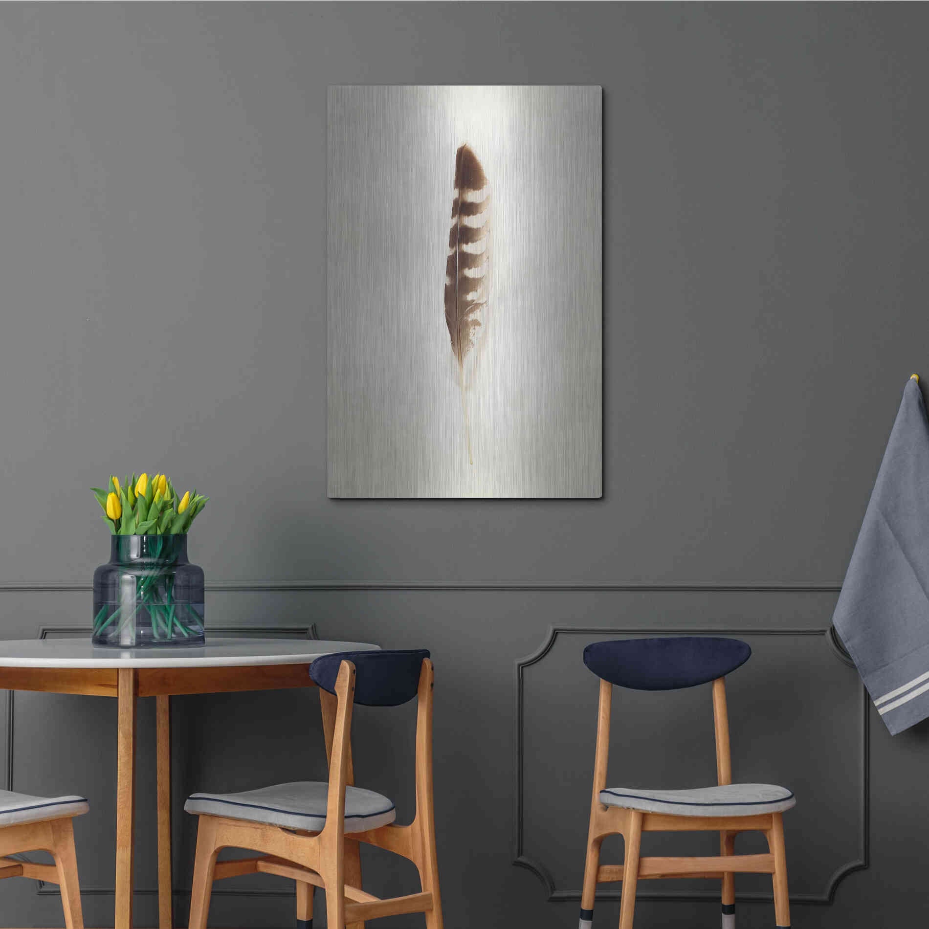 Luxe Metal Art 'Feather IV' by Debra Van Swearingen, Metal Wall Art,24x36