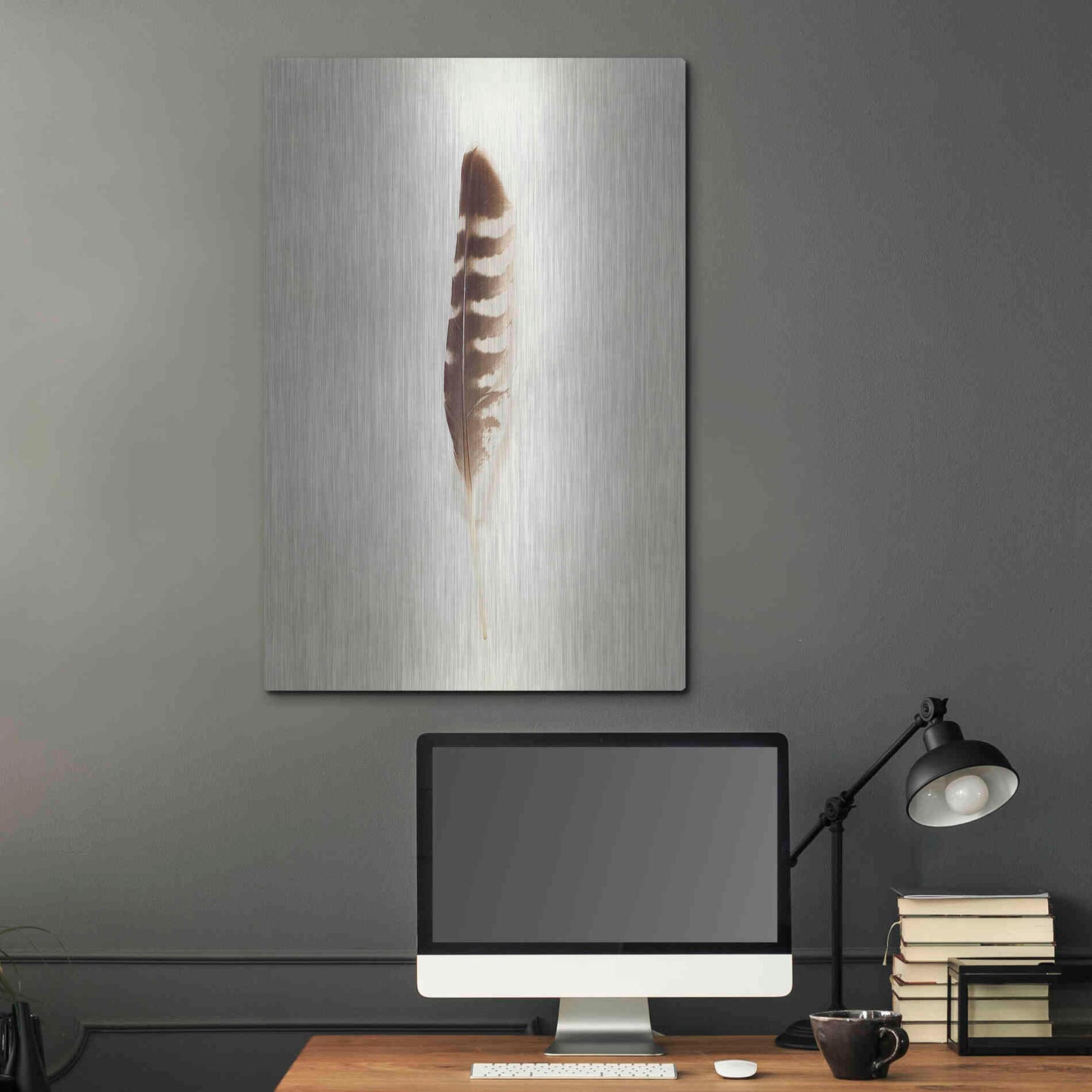 Luxe Metal Art 'Feather IV' by Debra Van Swearingen, Metal Wall Art,24x36