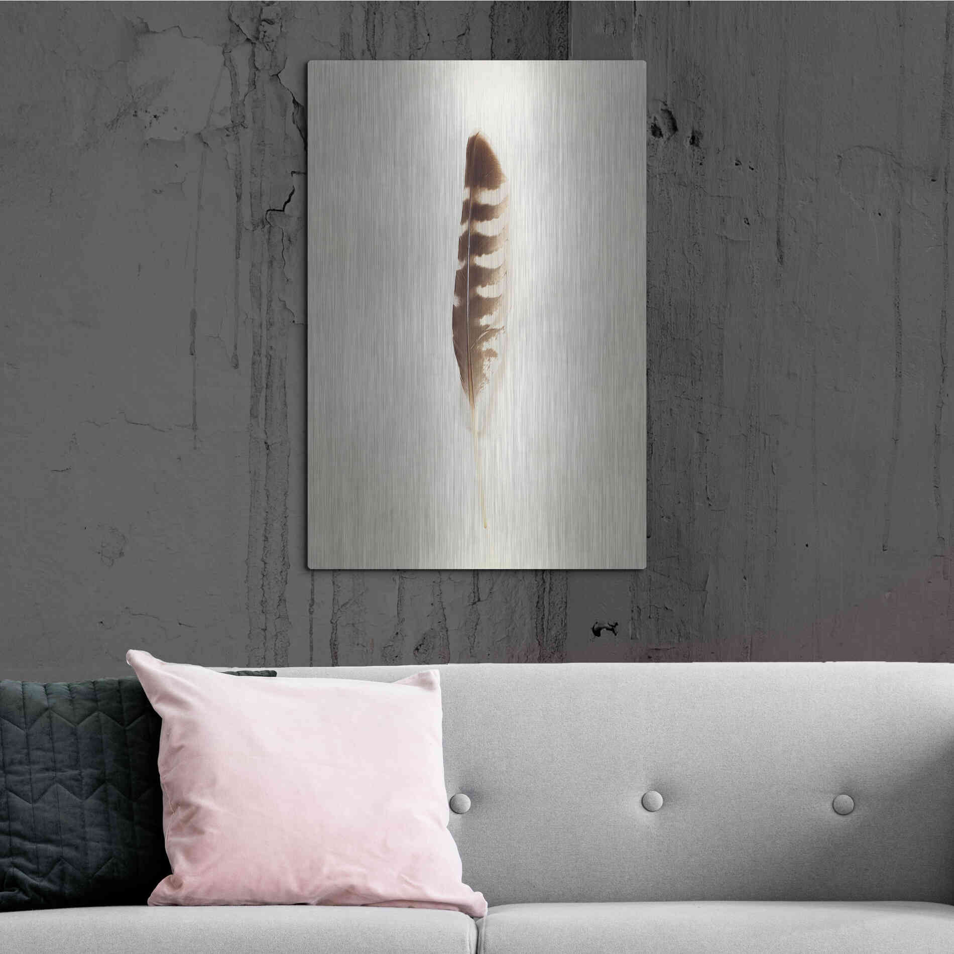 Luxe Metal Art 'Feather IV' by Debra Van Swearingen, Metal Wall Art,24x36