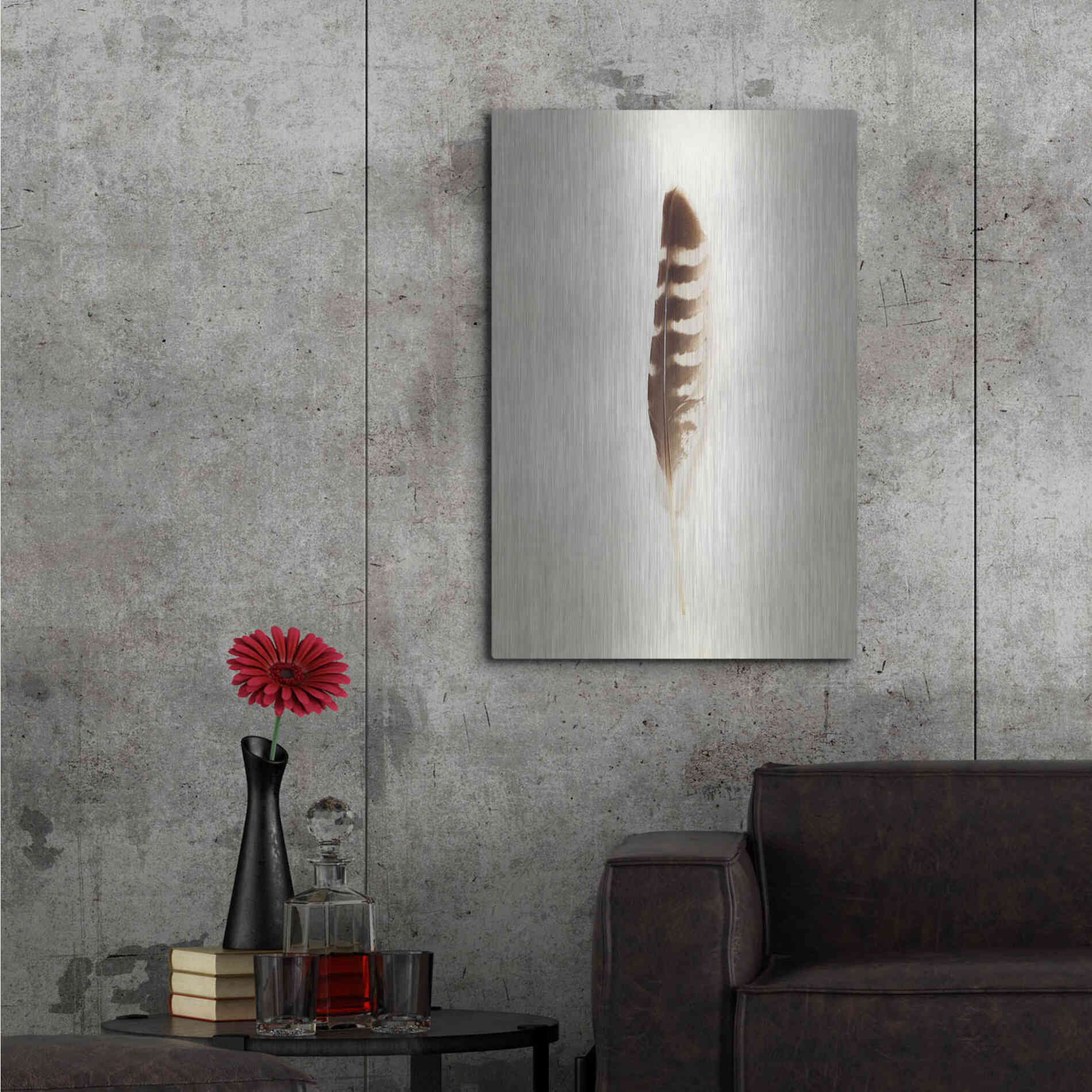 Luxe Metal Art 'Feather IV' by Debra Van Swearingen, Metal Wall Art,24x36