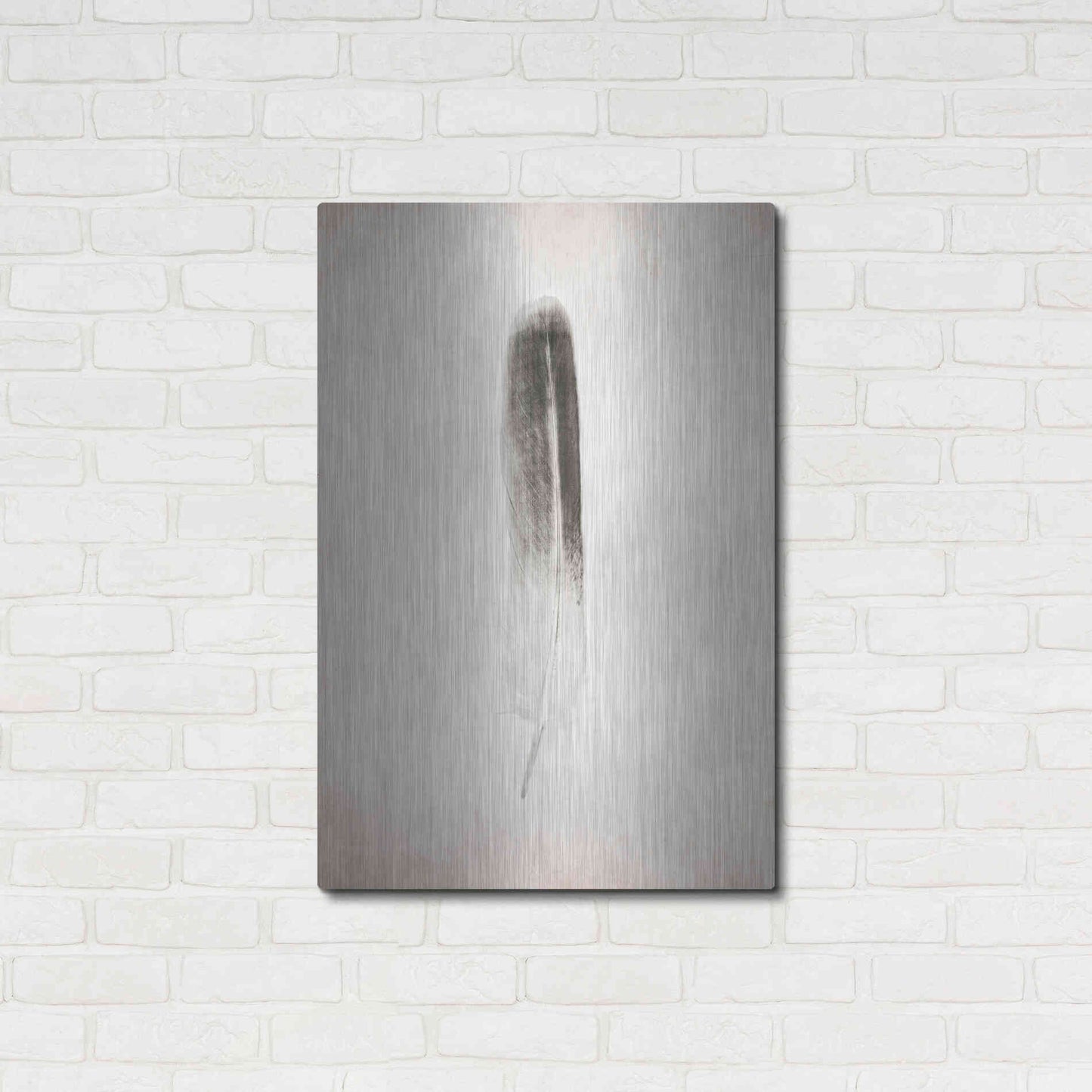 Luxe Metal Art 'Feather II B&W' by Debra Van Swearingen, Metal Wall Art,24x36