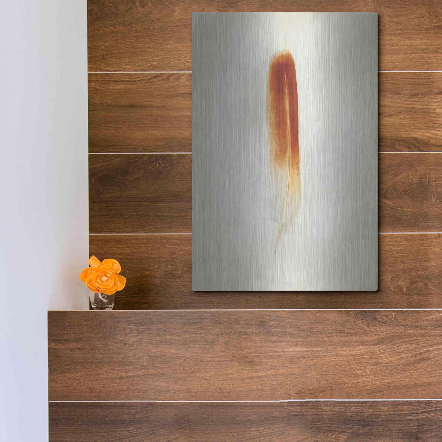 Luxe Metal Art 'Feather II' by Debra Van Swearingen, Metal Wall Art,12x16