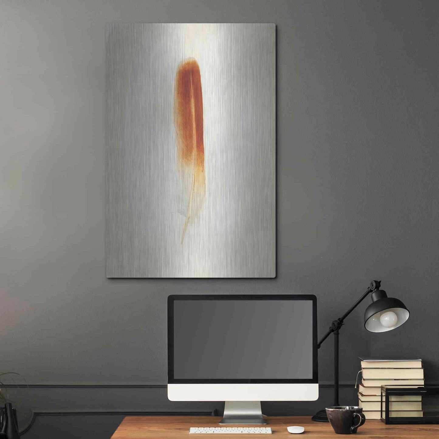 Luxe Metal Art 'Feather II' by Debra Van Swearingen, Metal Wall Art,24x36