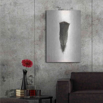 Luxe Metal Art 'Feather III B&W' by Debra Van Swearingen, Metal Wall Art,24x36