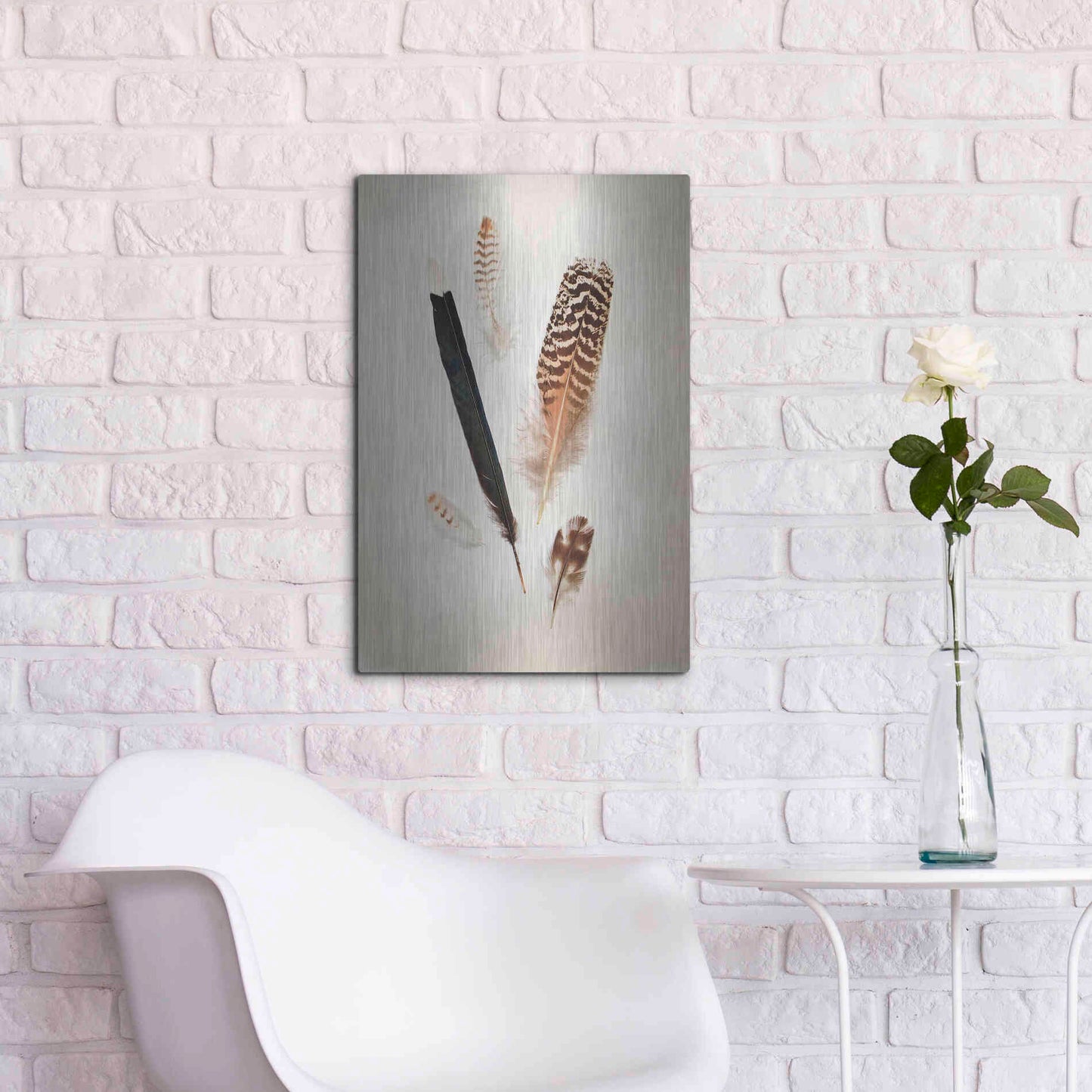Luxe Metal Art 'Feather Group II' by Debra Van Swearingen, Metal Wall Art,16x24
