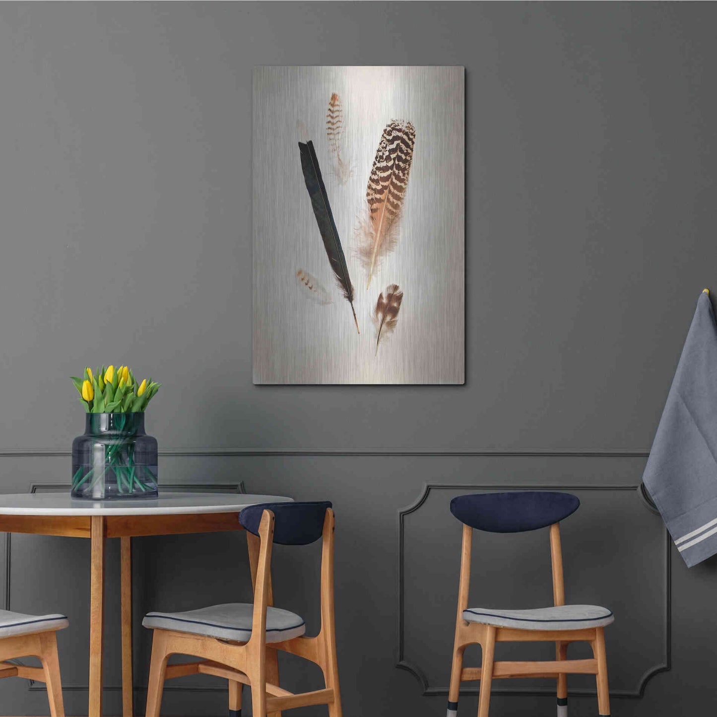 Luxe Metal Art 'Feather Group II' by Debra Van Swearingen, Metal Wall Art,24x36
