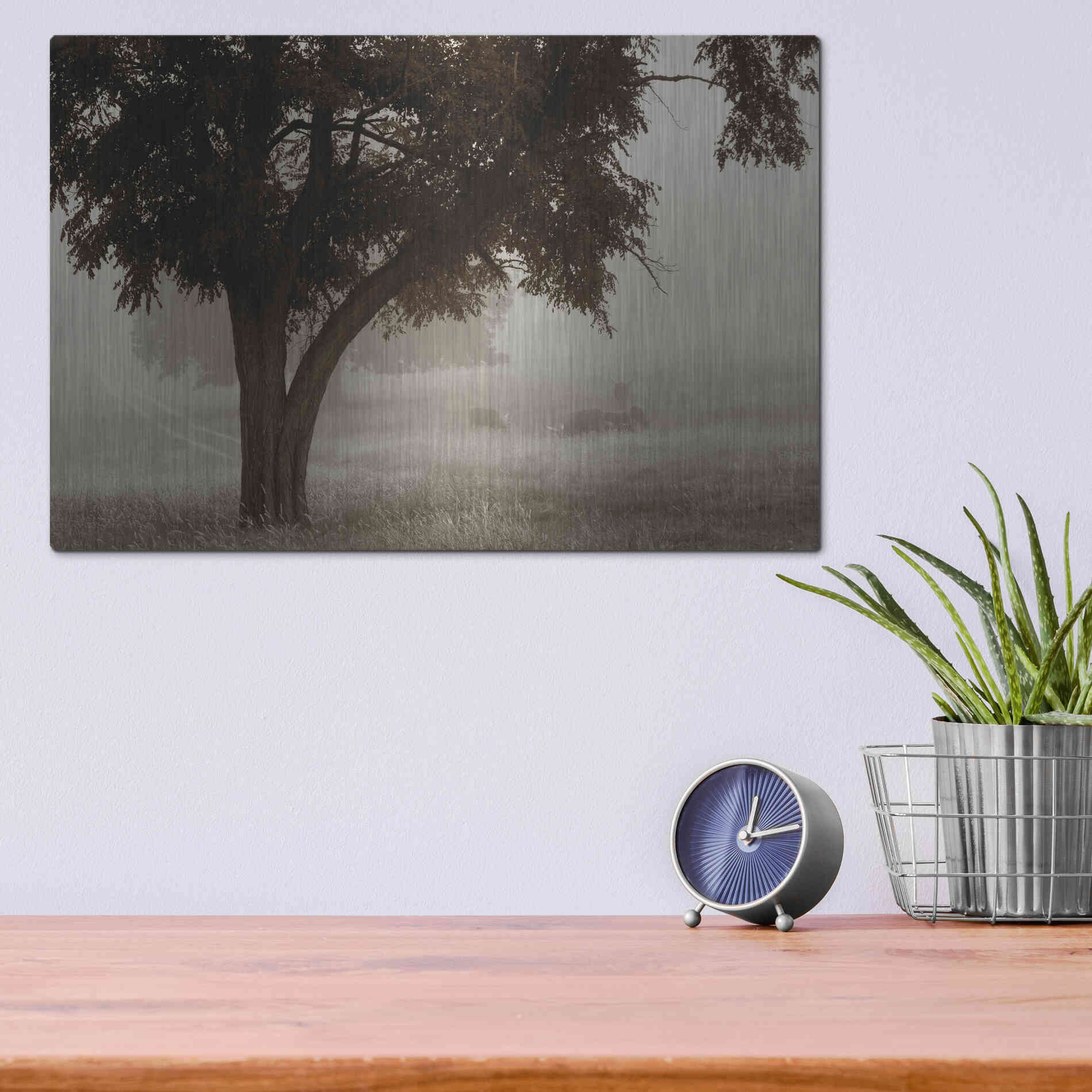 Luxe Metal Art 'Calm Mist' by Debra Van Swearingen, Metal Wall Art,16x12