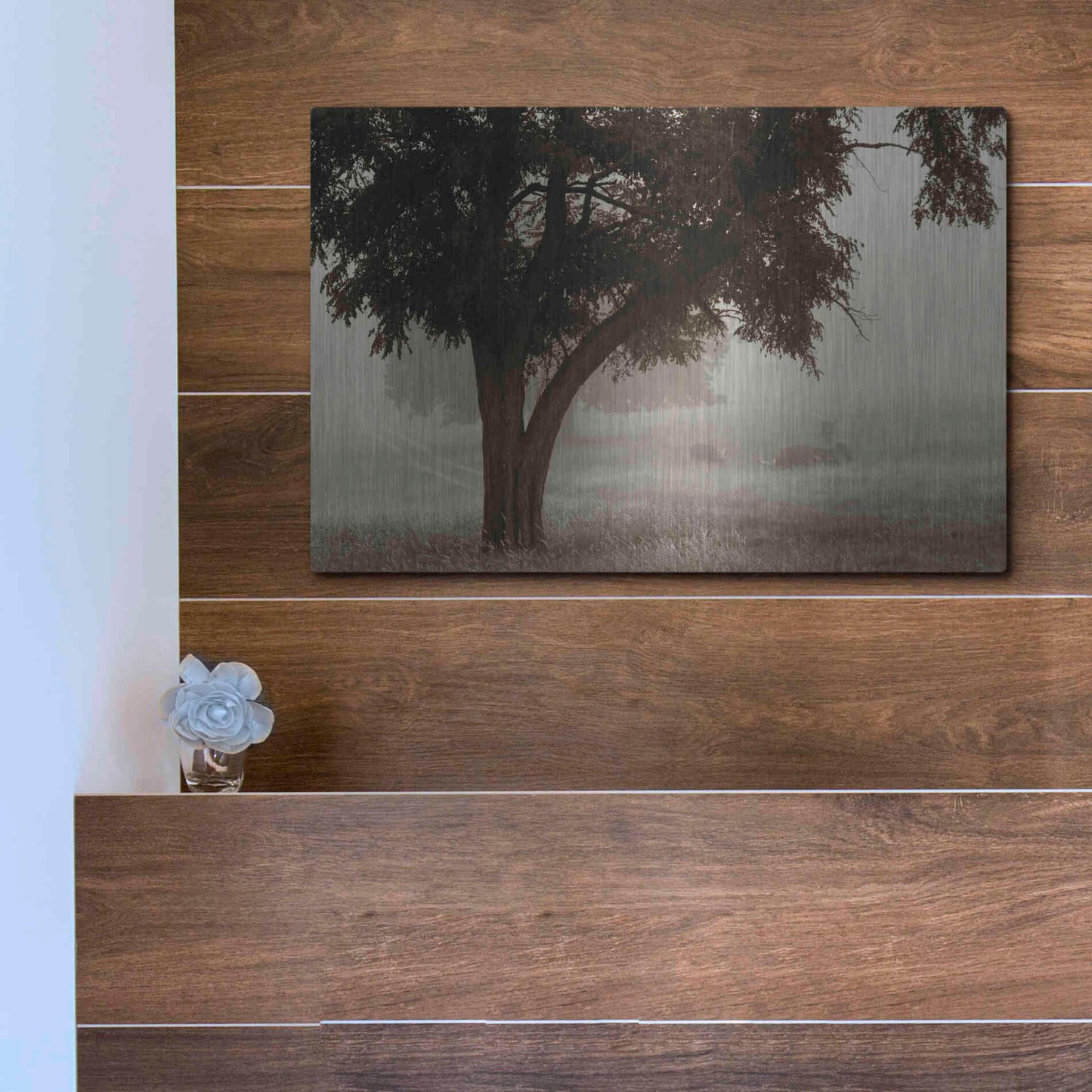 Luxe Metal Art 'Calm Mist' by Debra Van Swearingen, Metal Wall Art,16x12