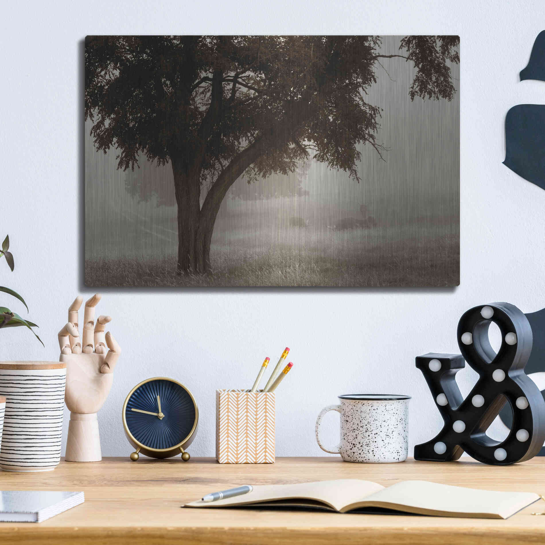 Luxe Metal Art 'Calm Mist' by Debra Van Swearingen, Metal Wall Art,16x12