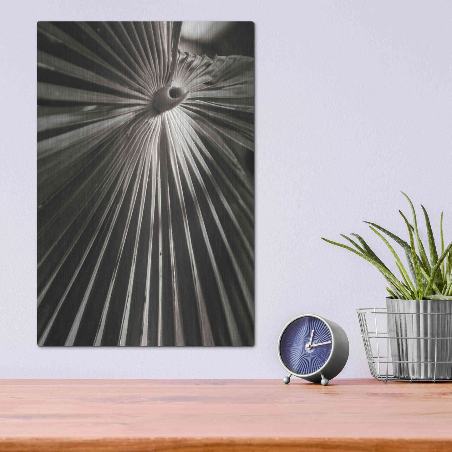 Luxe Metal Art 'Palm Frond 1' by Debra Van Swearingen, Metal Wall Art,12x16