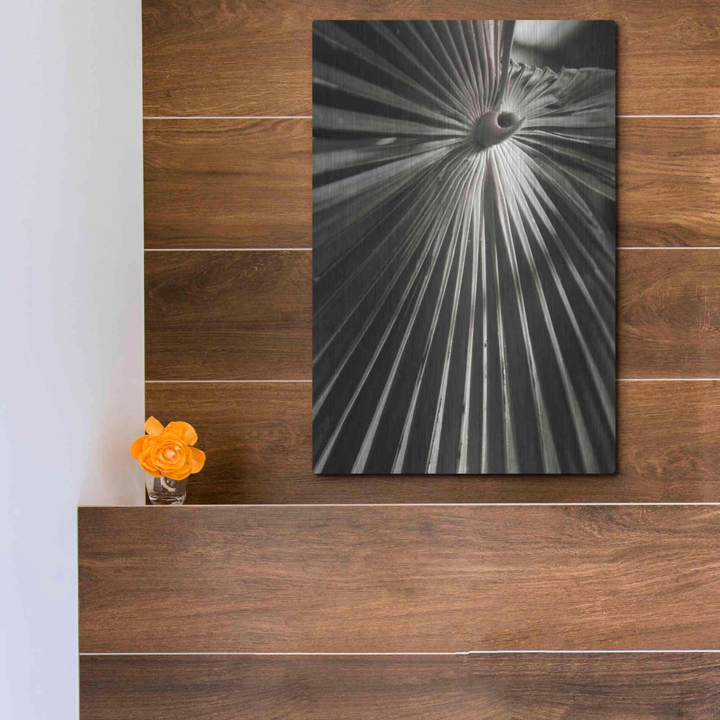 Luxe Metal Art 'Palm Frond 1' by Debra Van Swearingen, Metal Wall Art,12x16