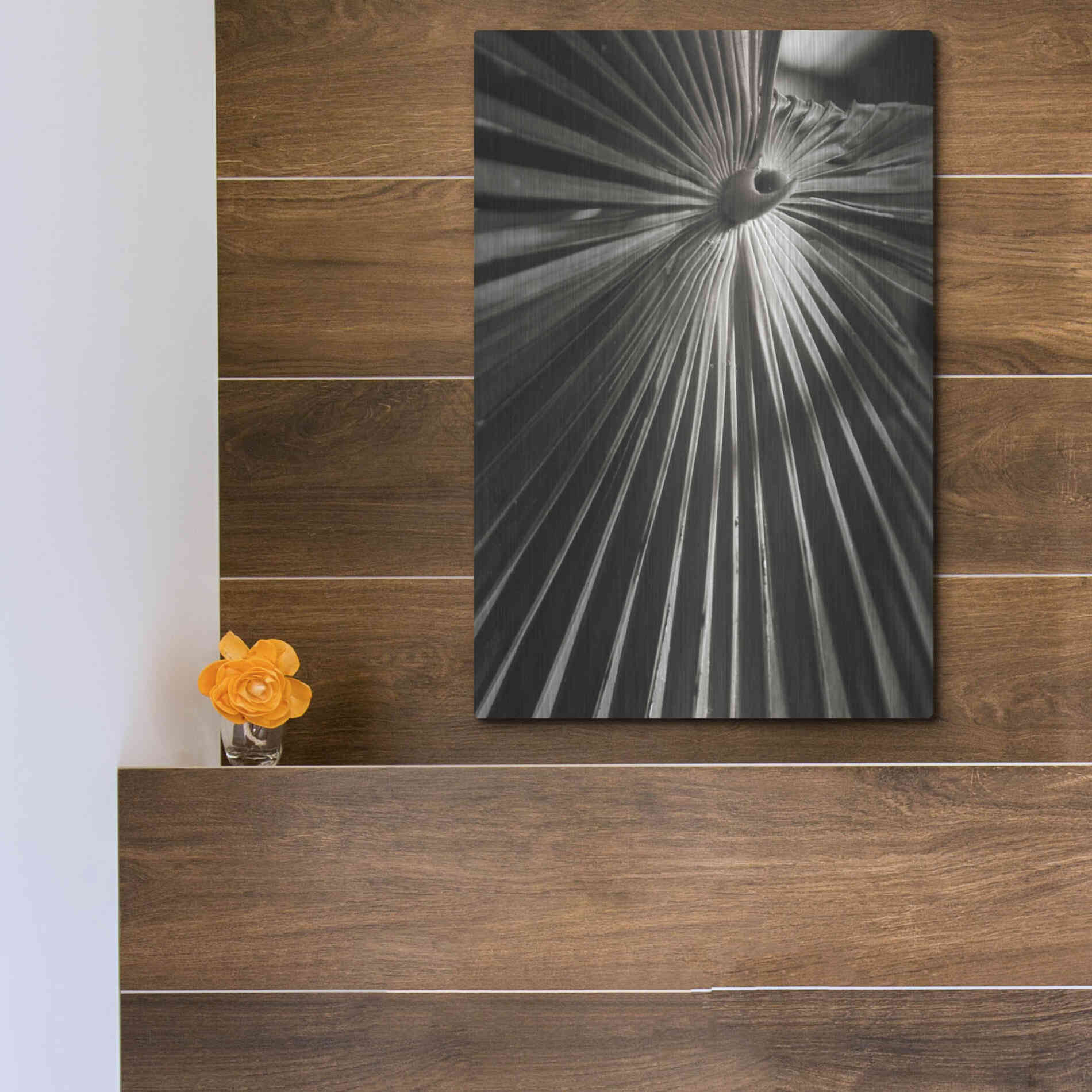 Luxe Metal Art 'Palm Frond 1' by Debra Van Swearingen, Metal Wall Art,12x16