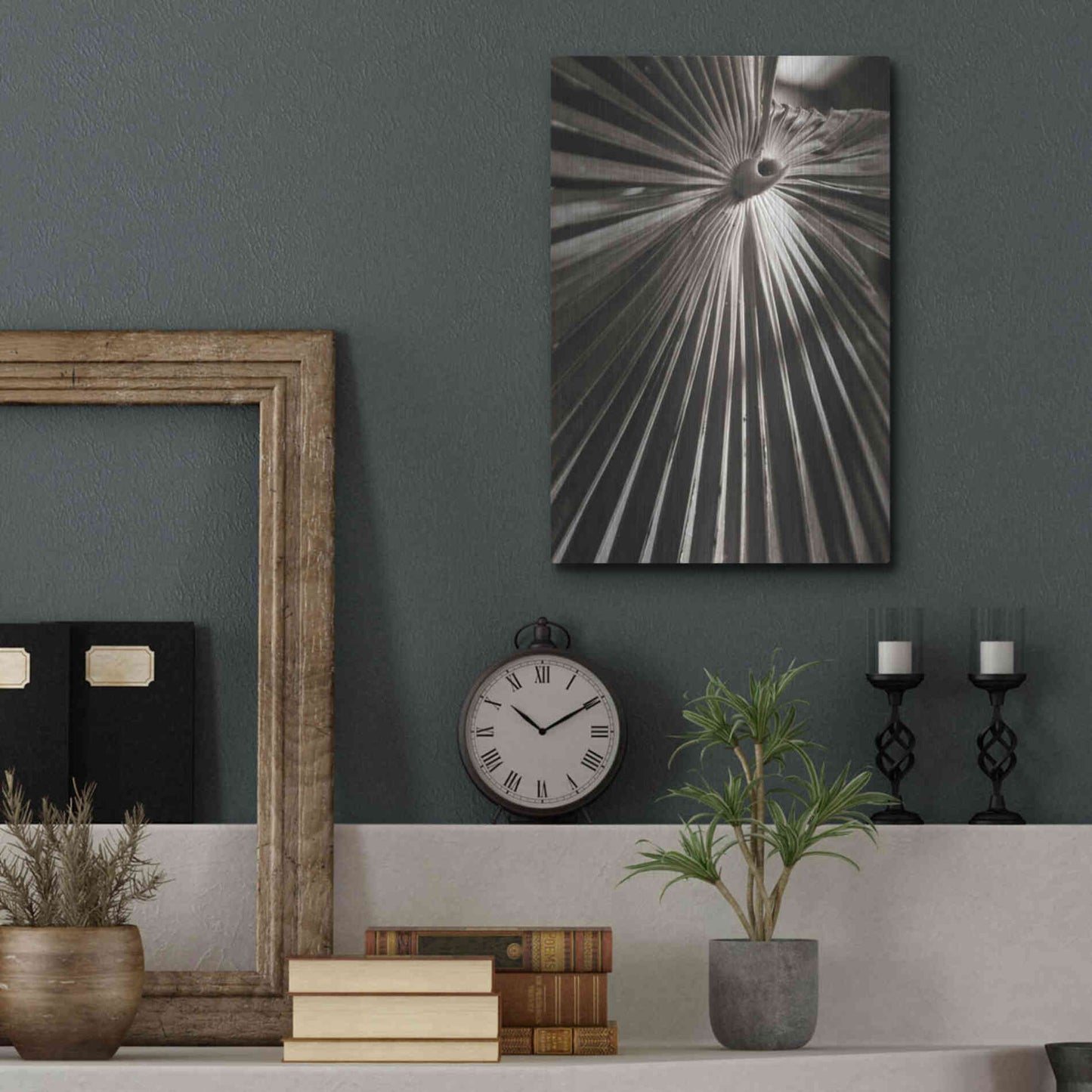 Luxe Metal Art 'Palm Frond 1' by Debra Van Swearingen, Metal Wall Art,12x16