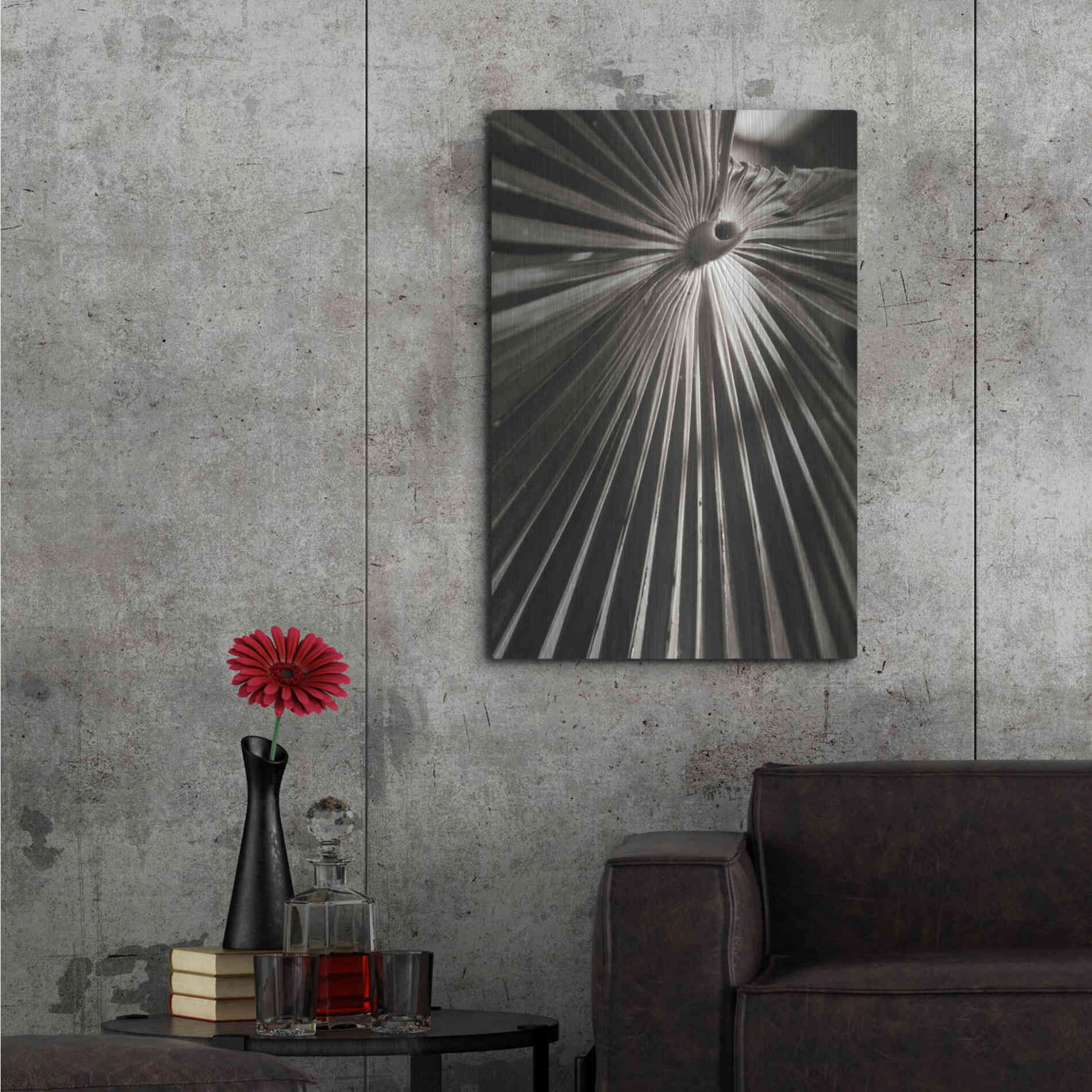 Luxe Metal Art 'Palm Frond 1' by Debra Van Swearingen, Metal Wall Art,24x36
