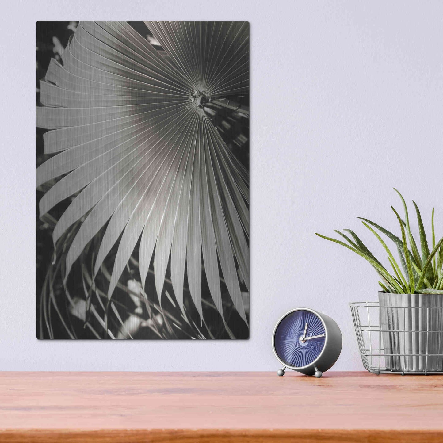 Luxe Metal Art 'Palm Frond 2' by Debra Van Swearingen, Metal Wall Art,12x16