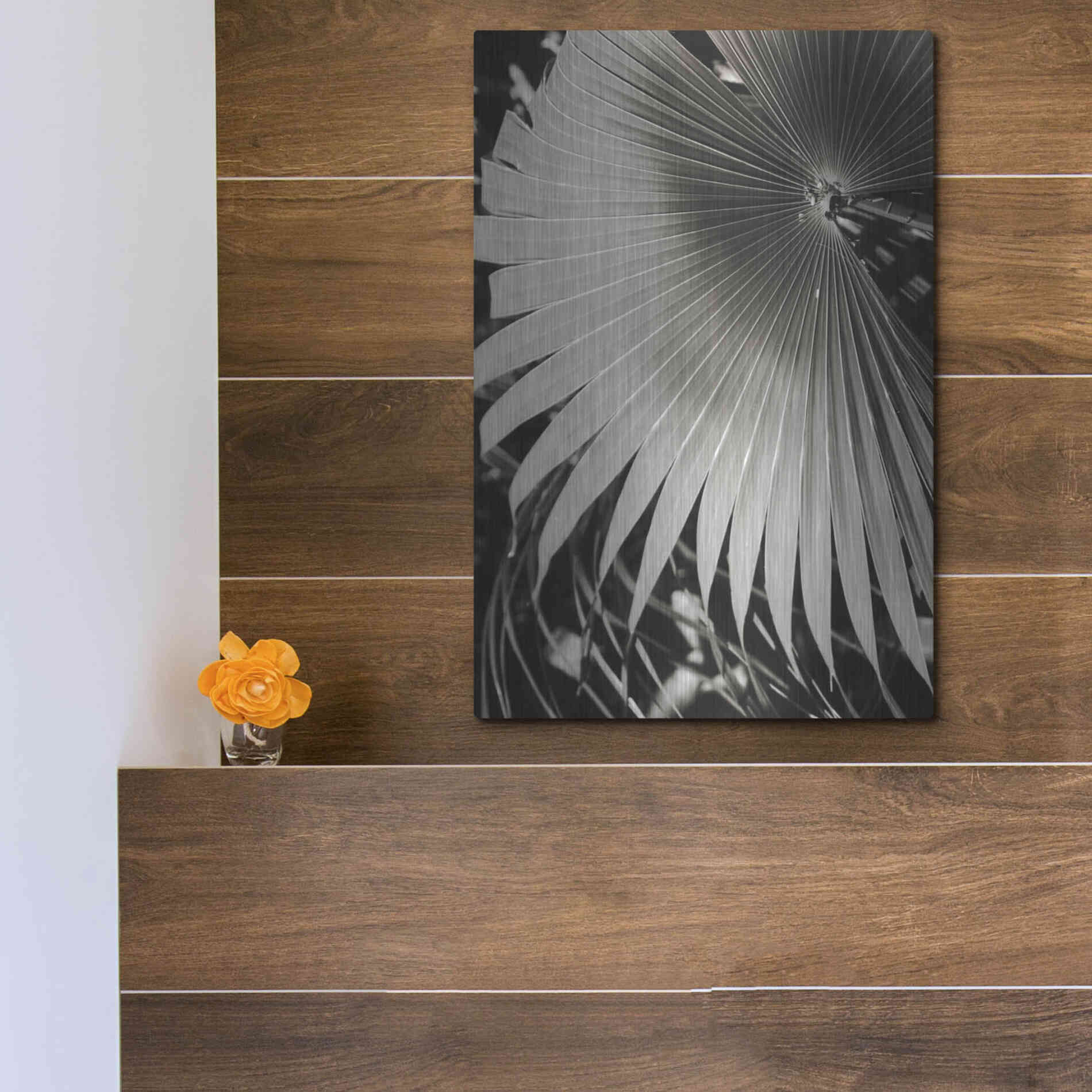 Luxe Metal Art 'Palm Frond 2' by Debra Van Swearingen, Metal Wall Art,12x16