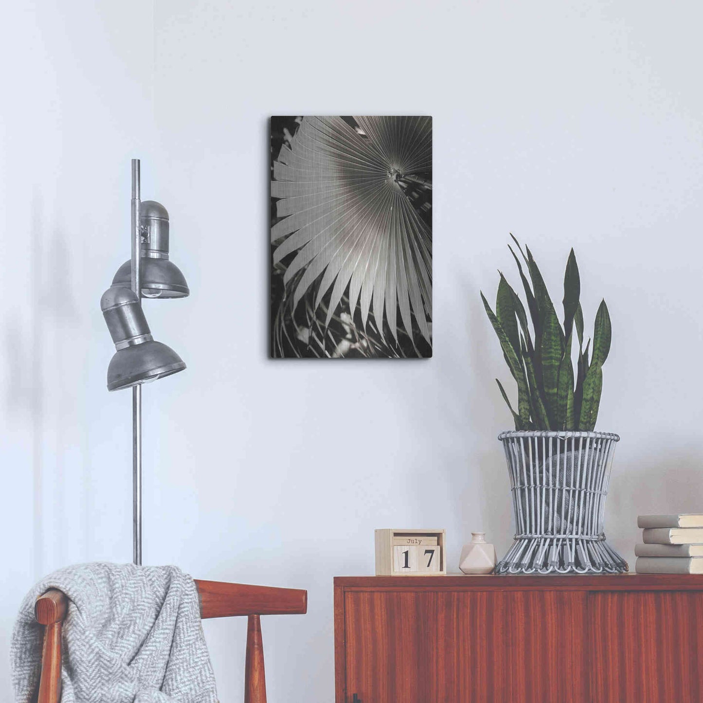 Luxe Metal Art 'Palm Frond 2' by Debra Van Swearingen, Metal Wall Art,16x24