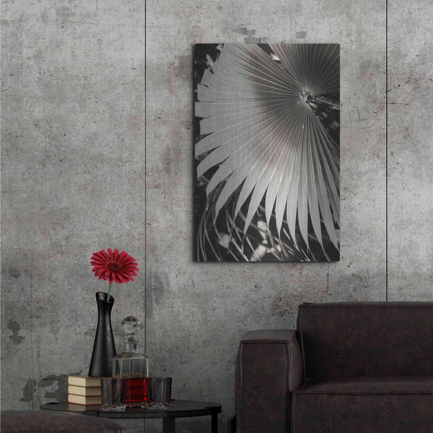 Luxe Metal Art 'Palm Frond 2' by Debra Van Swearingen, Metal Wall Art,24x36