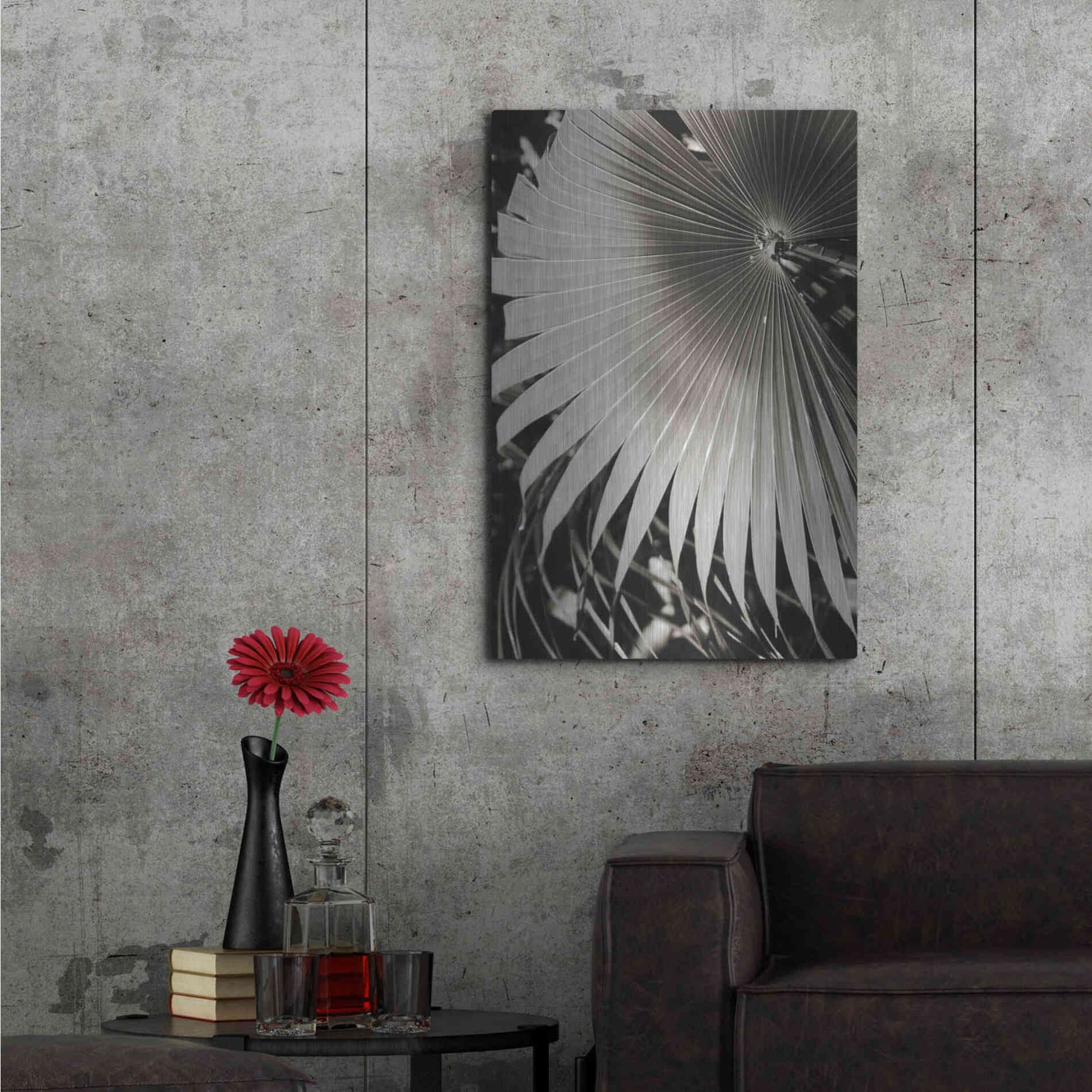 Luxe Metal Art 'Palm Frond 2' by Debra Van Swearingen, Metal Wall Art,24x36
