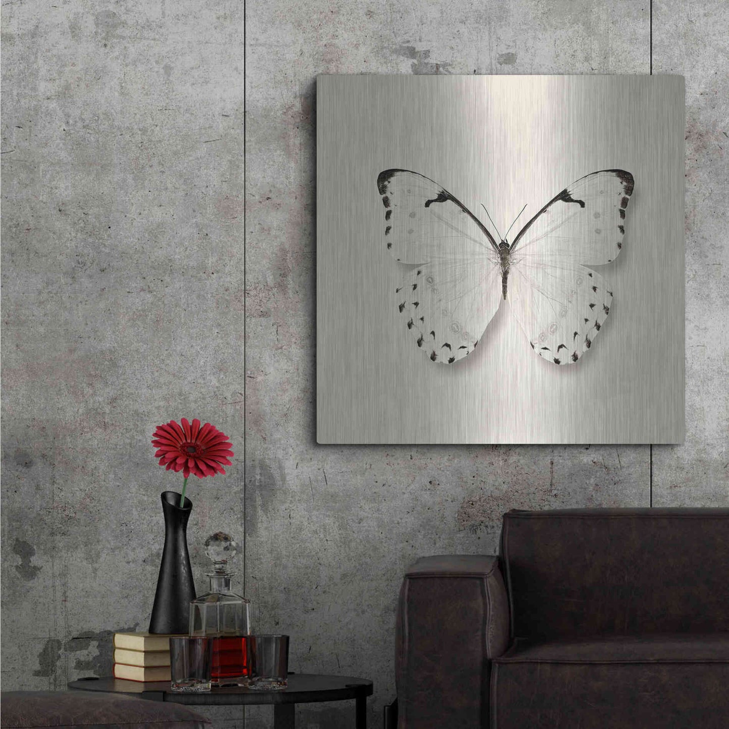Luxe Metal Art 'Butterfly II B&W' by Debra Van Swearingen, Metal Wall Art,36x36