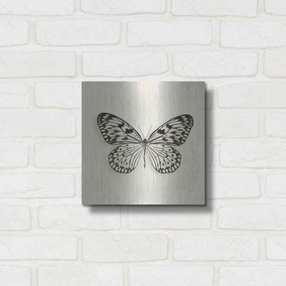 Luxe Metal Art 'Butterfly V B&W' by Debra Van Swearingen, Metal Wall Art,12x12