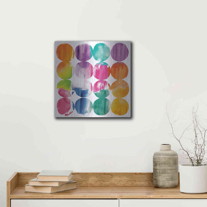 Luxe Metal Art 'Spring Dots Crop with White Border' by Elyse DeNeige, Metal Wall Art,12x12