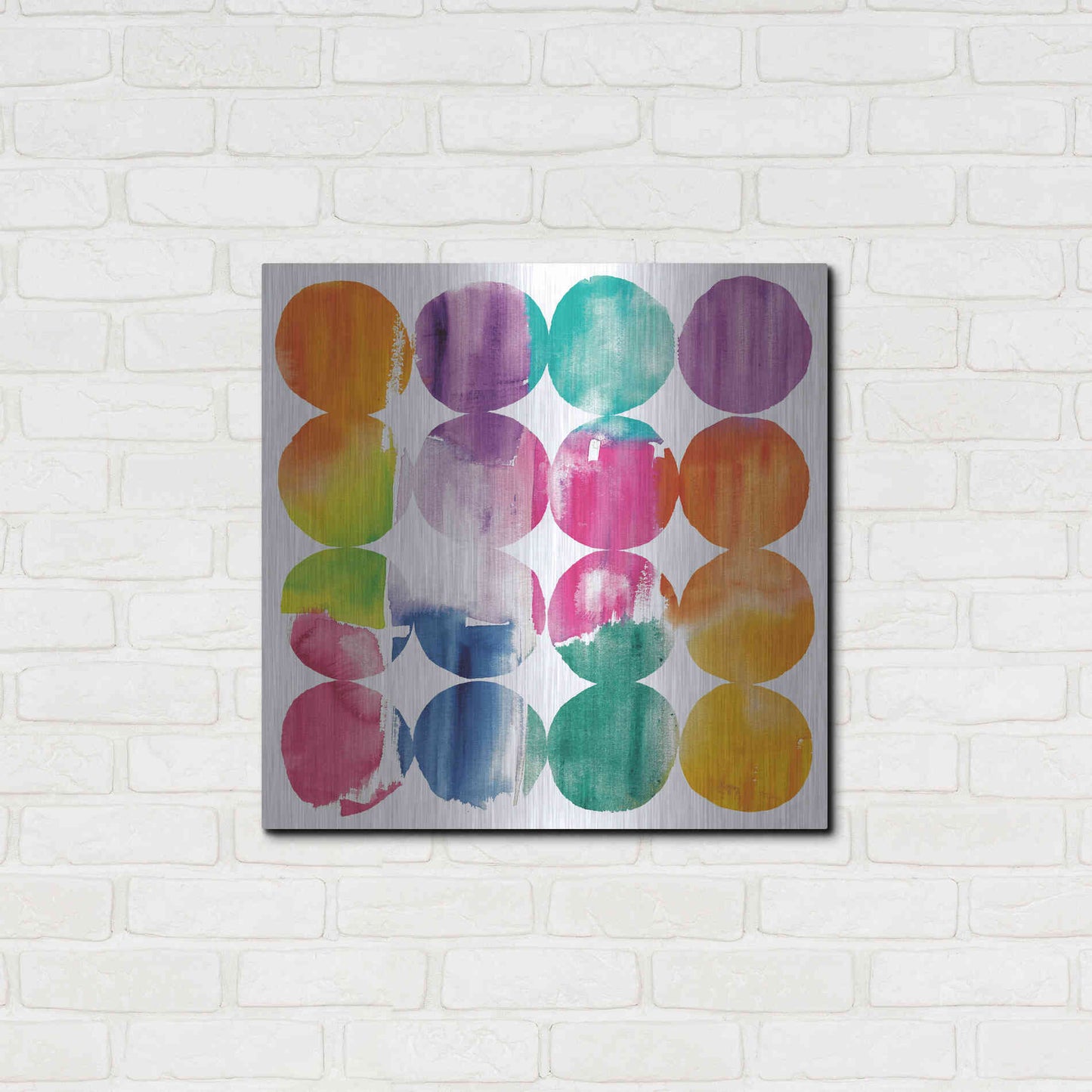 Luxe Metal Art 'Spring Dots Crop with White Border' by Elyse DeNeige, Metal Wall Art,24x24