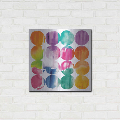 Luxe Metal Art 'Spring Dots Crop with White Border' by Elyse DeNeige, Metal Wall Art,24x24