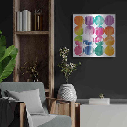 Luxe Metal Art 'Spring Dots Crop with White Border' by Elyse DeNeige, Metal Wall Art,24x24