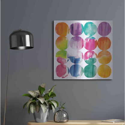 Luxe Metal Art 'Spring Dots Crop with White Border' by Elyse DeNeige, Metal Wall Art,24x24