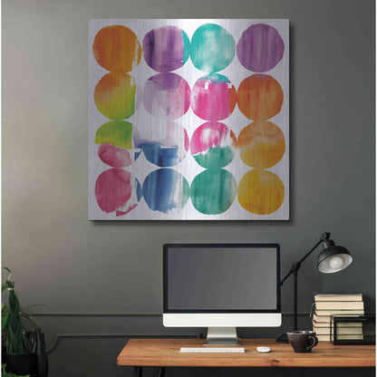 Luxe Metal Art 'Spring Dots Crop with White Border' by Elyse DeNeige, Metal Wall Art,36x36